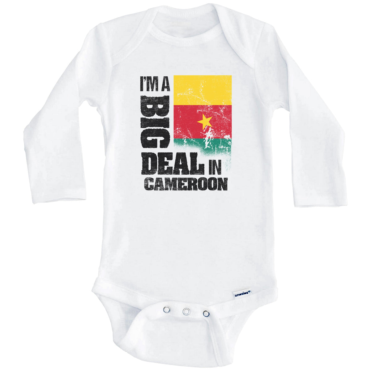 I'm A Big Deal In Cameroon Funny Cameroonian Flag Baby Bodysuit (Long Sleeves)