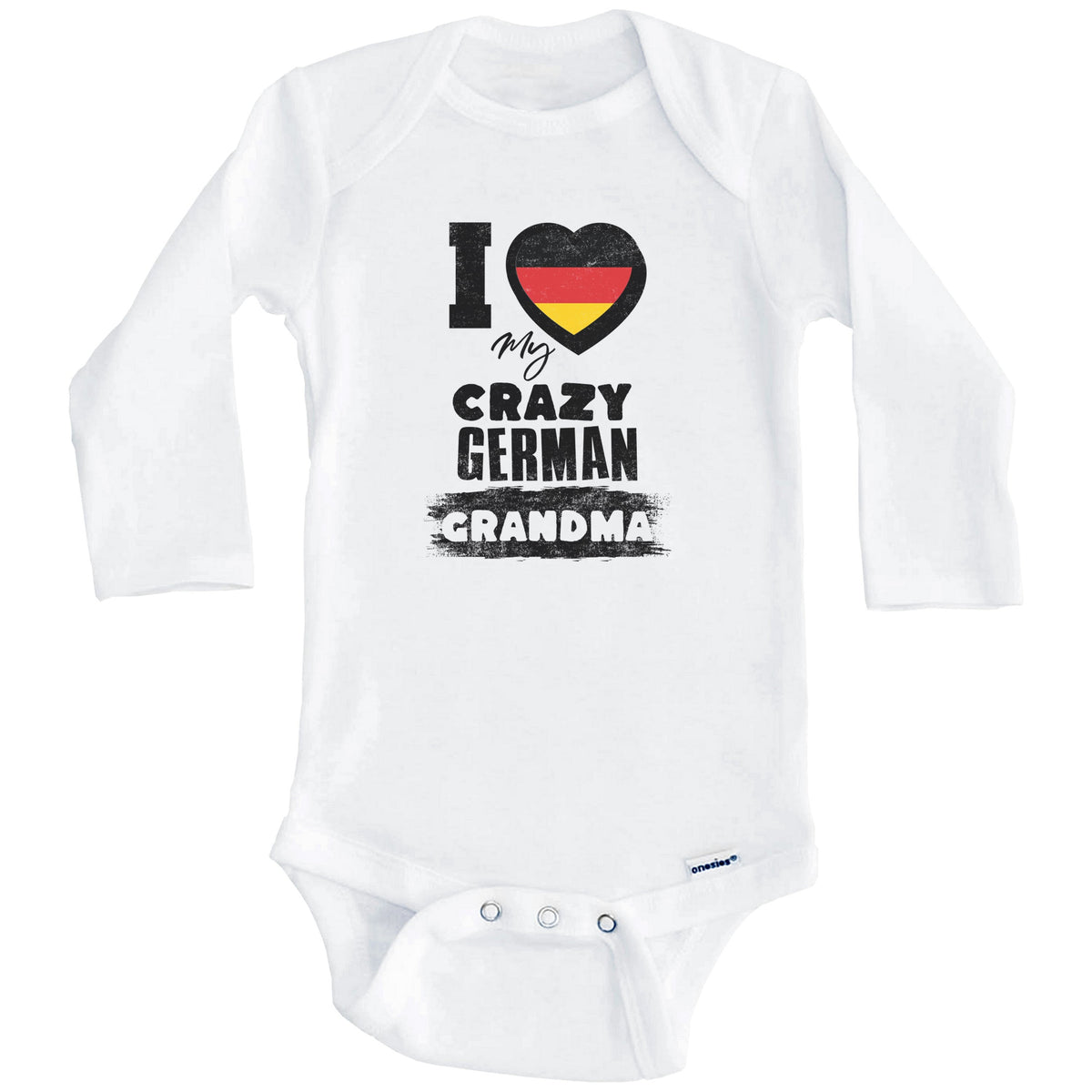 I Love My Crazy German Grandma Funny Germany Flag Grandchild Baby Bodysuit (Long Sleeves)