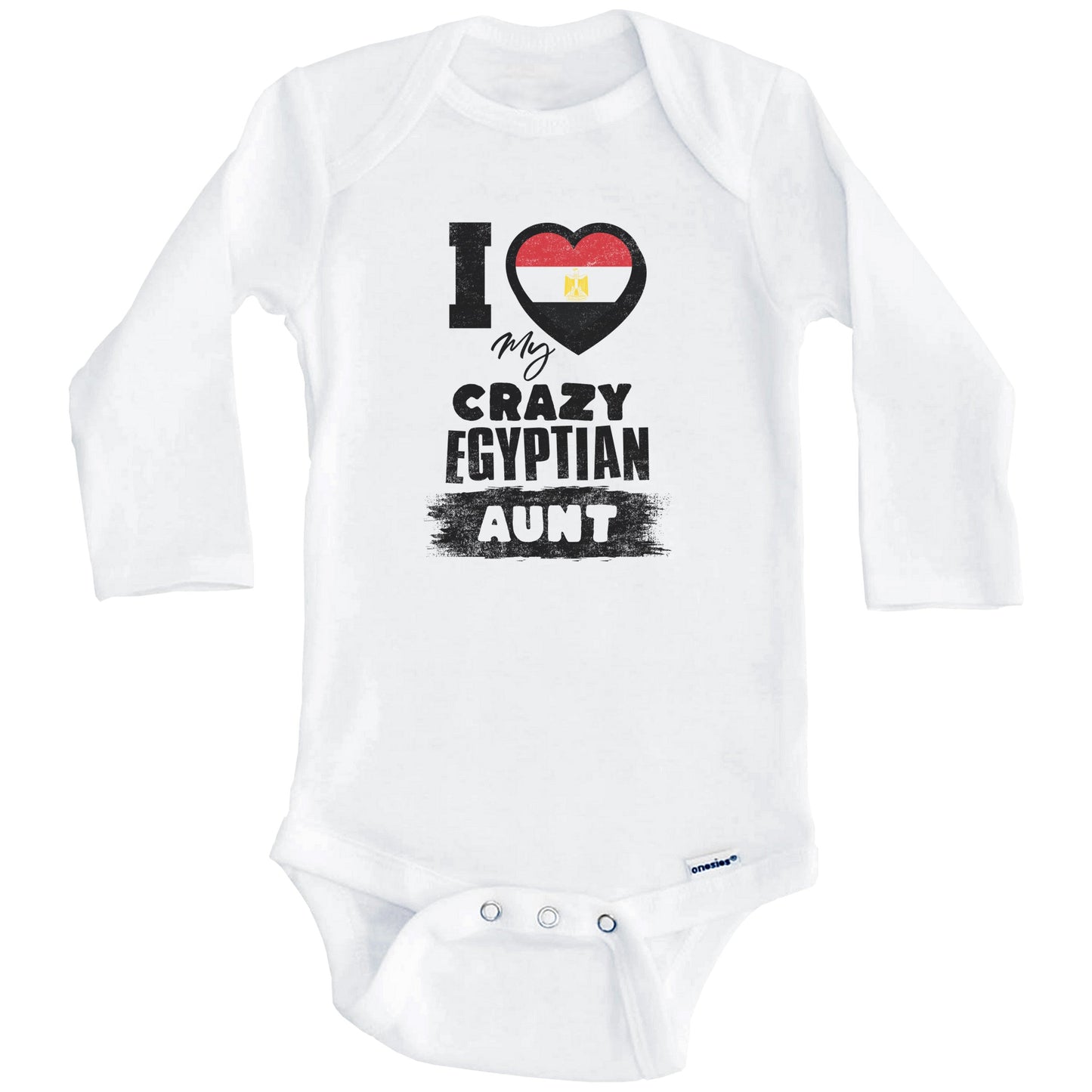 I Love My Crazy Egyptian Aunt Funny Egypt Flag Niece Nephew Baby Bodysuit (Long Sleeves)