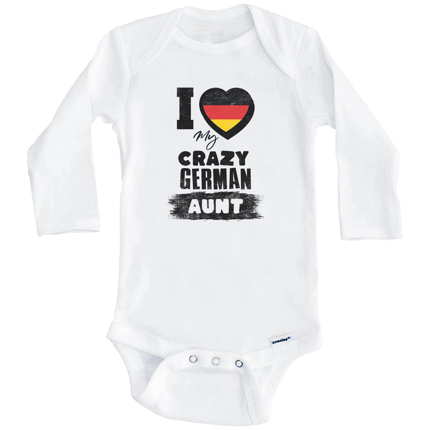 I Love My Crazy German Aunt Funny Germany Flag Niece Nephew Baby Bodysuit (Long Sleeves)