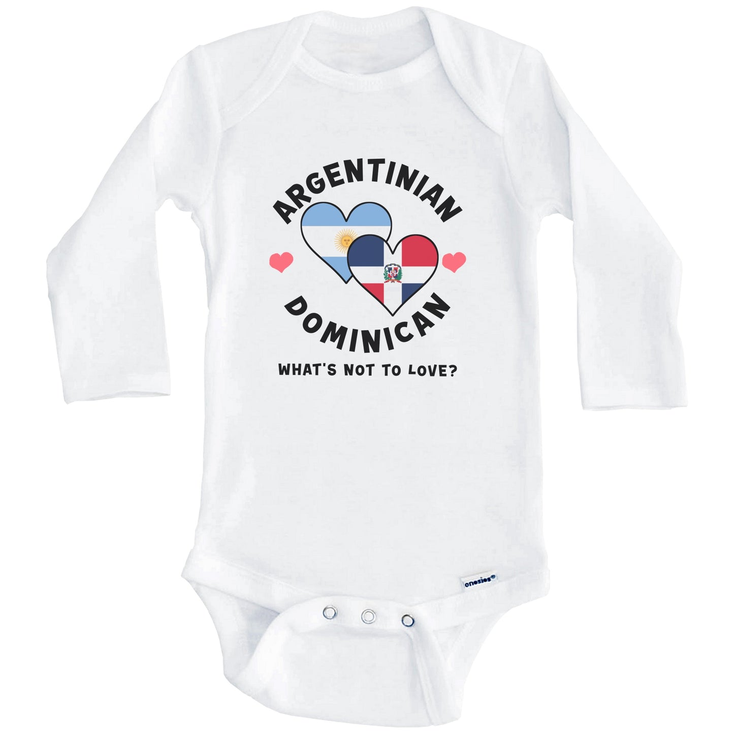 Argentinian Dominican What's Not To Love Heart Flags Baby Bodysuit (Long Sleeves)