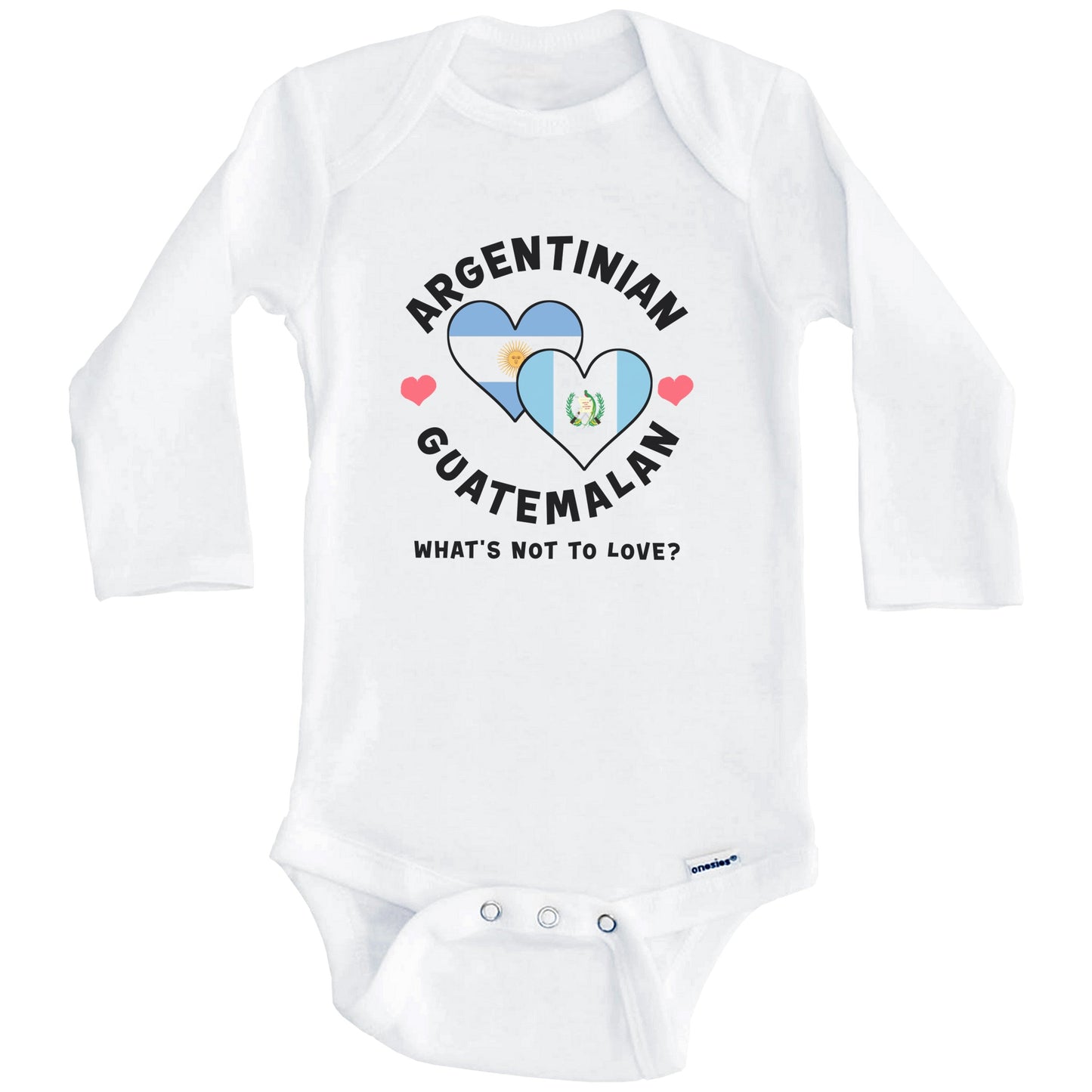 Argentinian Guatemalan What's Not To Love Heart Flags Baby Bodysuit (Long Sleeves)