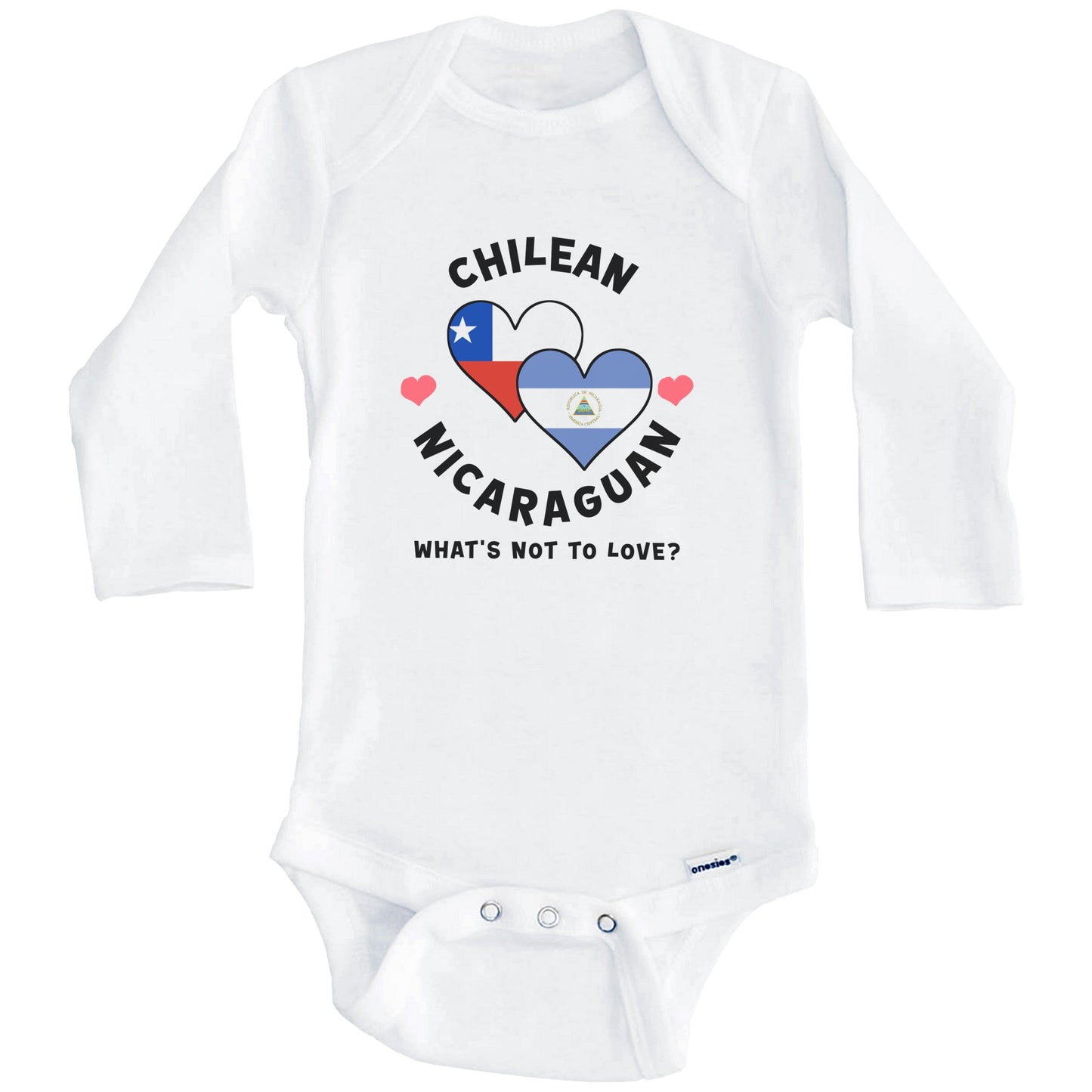 Chilean Nicaraguan What's Not To Love Heart Flags Baby Bodysuit (Long Sleeves)