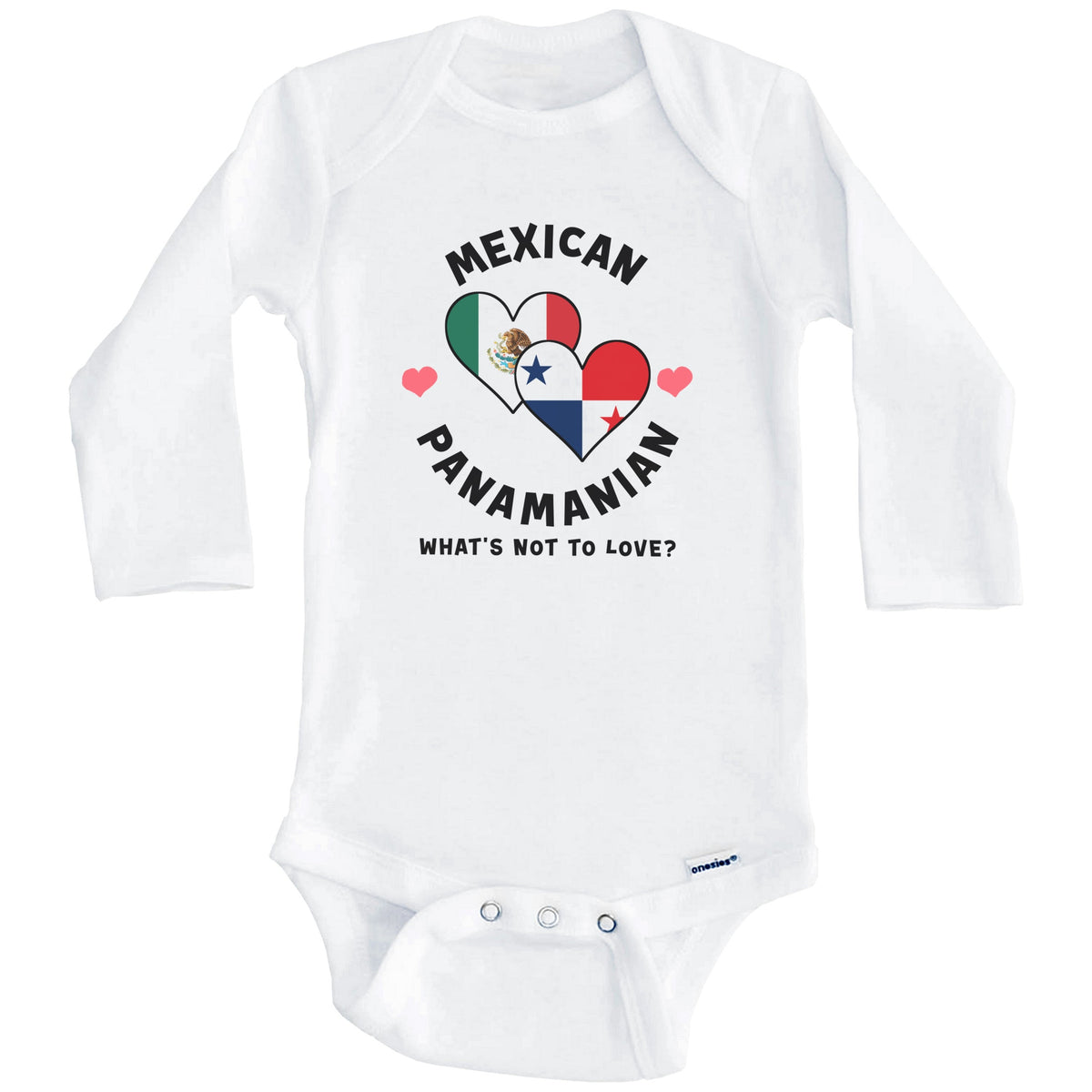 Mexican Panamanian What's Not To Love Heart Flags Baby Bodysuit (Long Sleeves)
