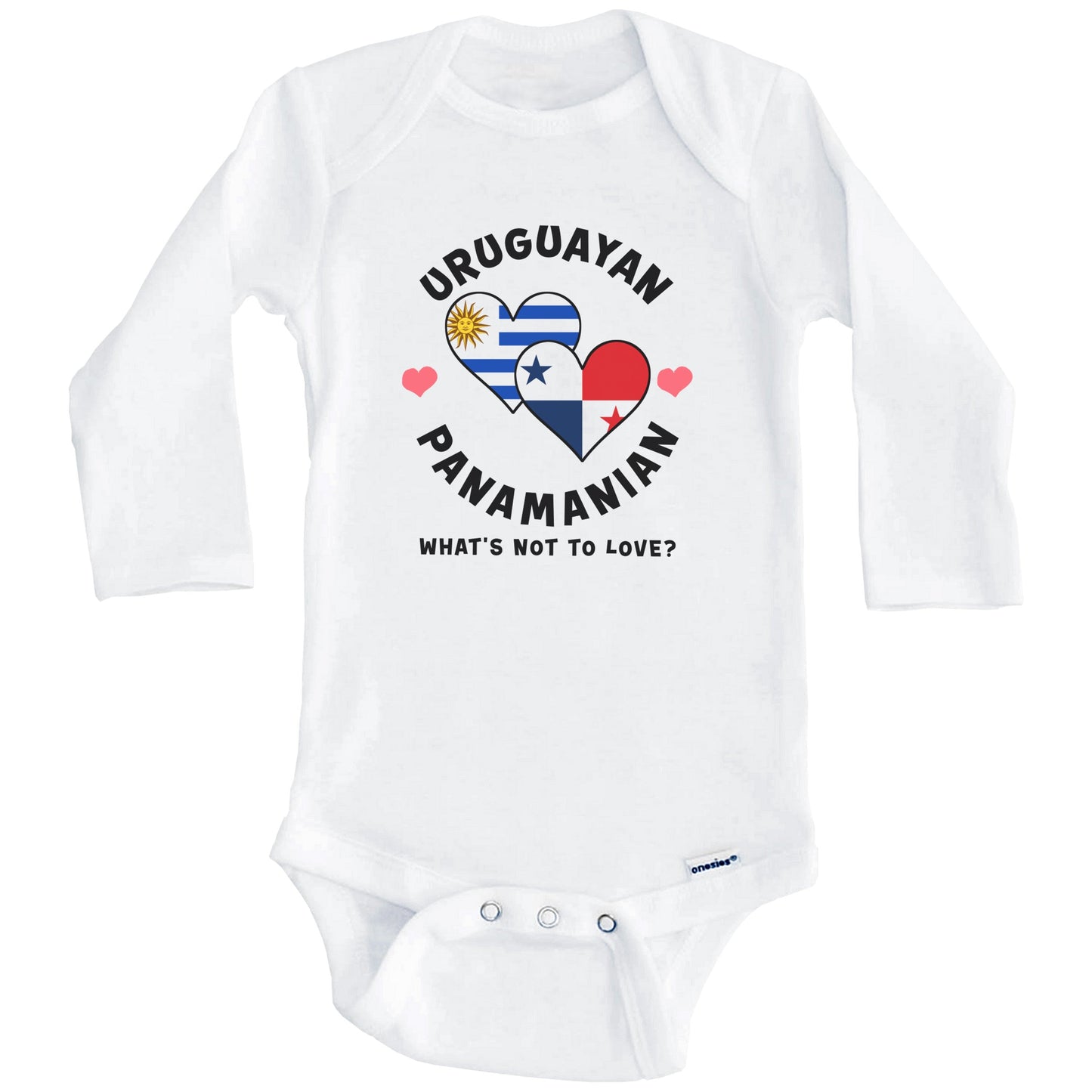 Uruguayan Panamanian What's Not To Love Heart Flags Baby Bodysuit (Long Sleeves)