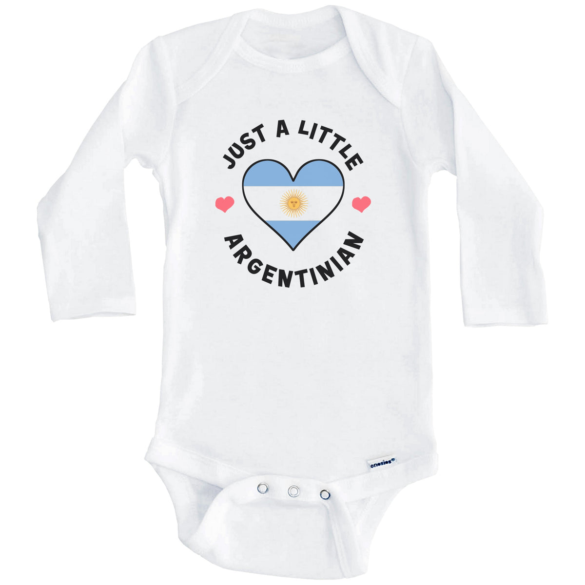 Argentinian Flag Heart Just A Little Argentinian Argentina Baby Bodysuit (Long Sleeves)