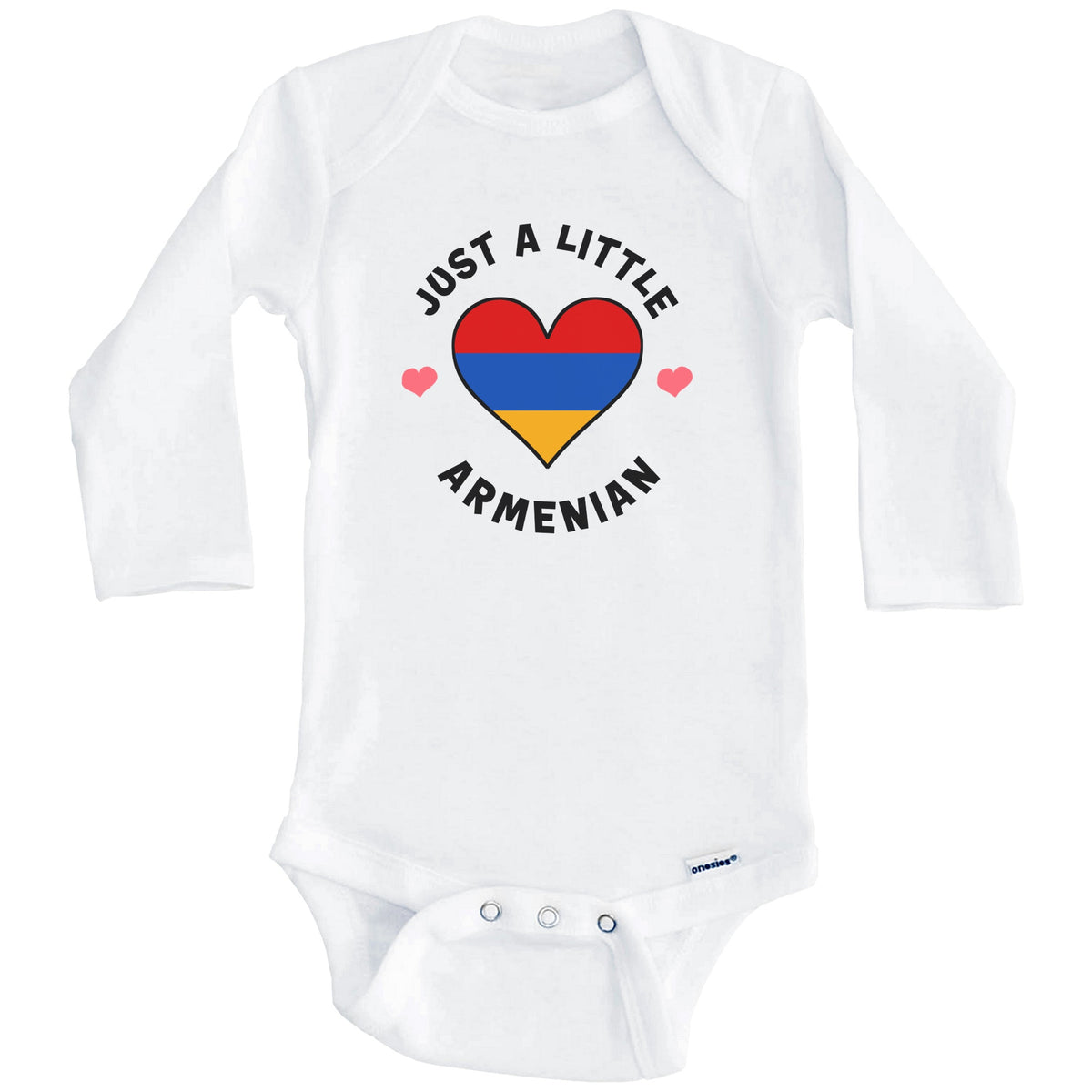 Armenian Flag Heart Just A Little Armenian Armenia Baby Bodysuit (Long Sleeves)