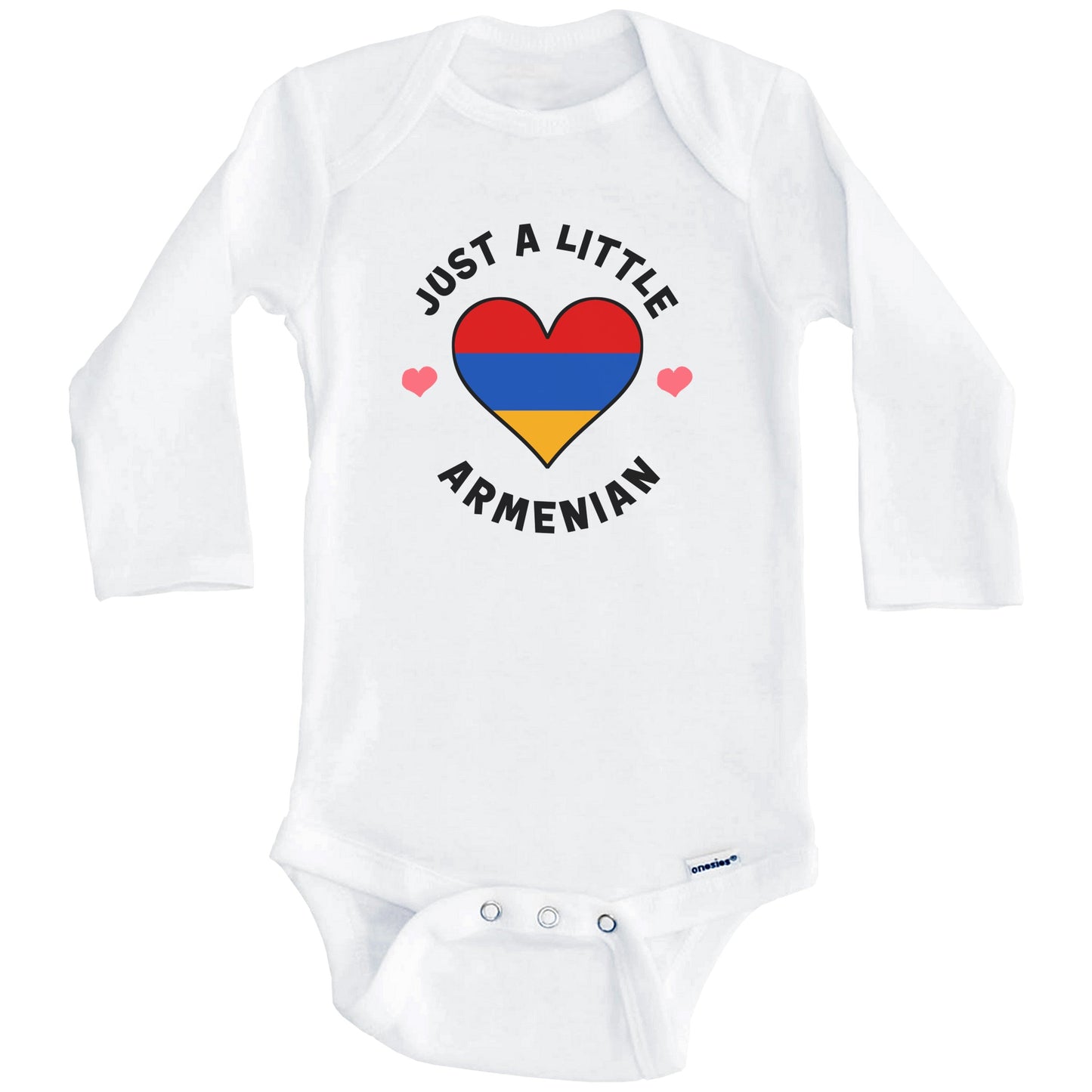 Armenian Flag Heart Just A Little Armenian Armenia Baby Bodysuit (Long Sleeves)