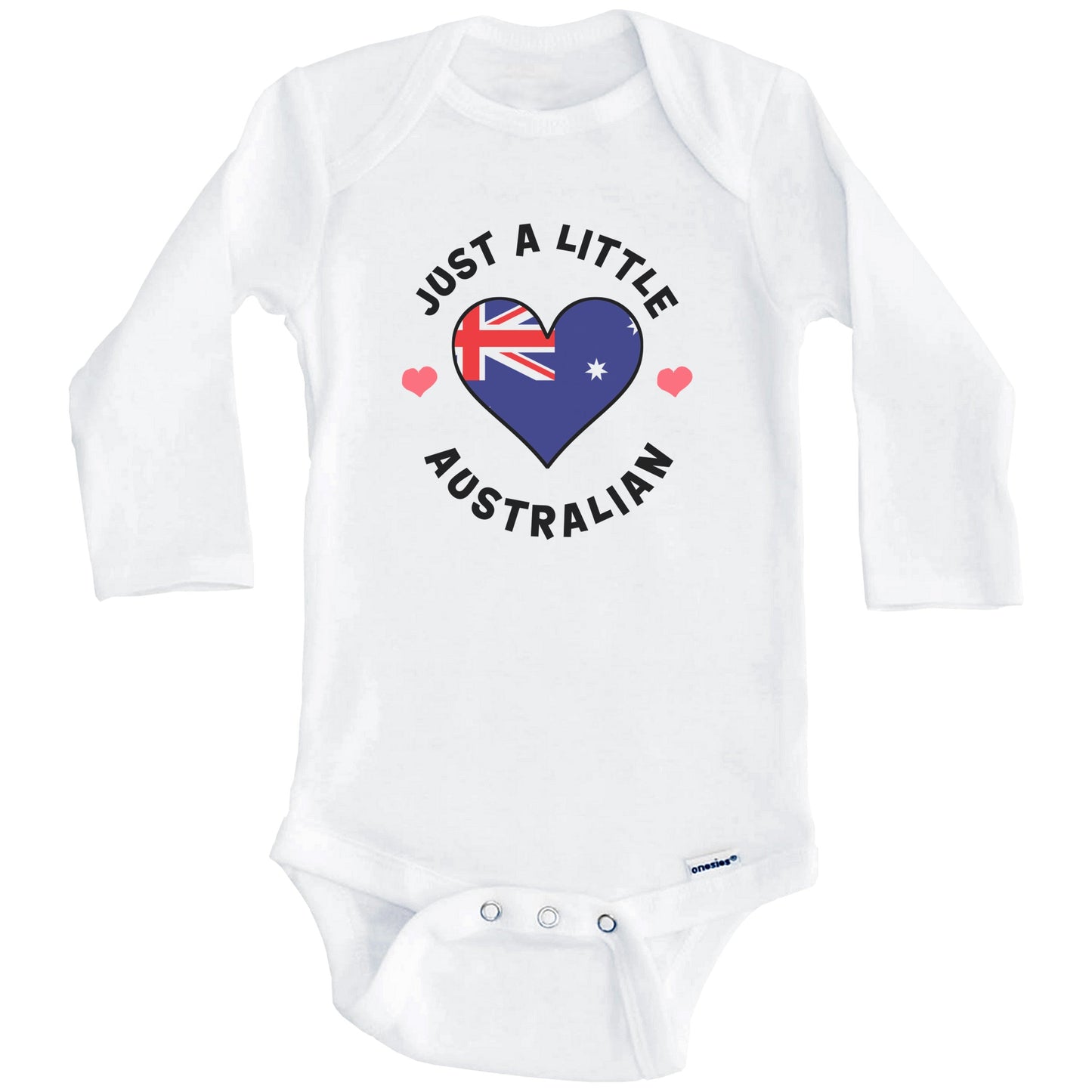 Australian Flag Heart Just A Little Australian Australia Baby Bodysuit (Long Sleeves)