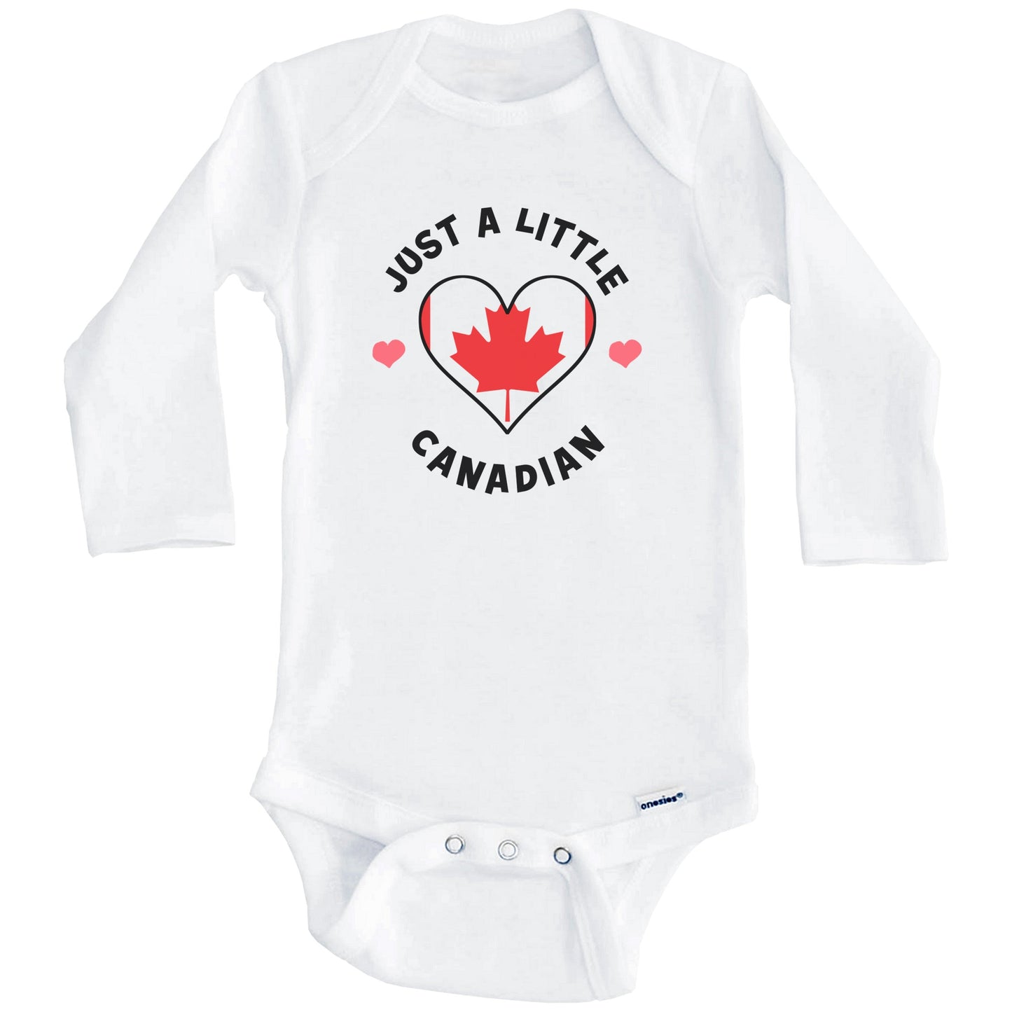 Canadian Flag Heart Just A Little Canadian Canada Baby Bodysuit (Long Sleeves)