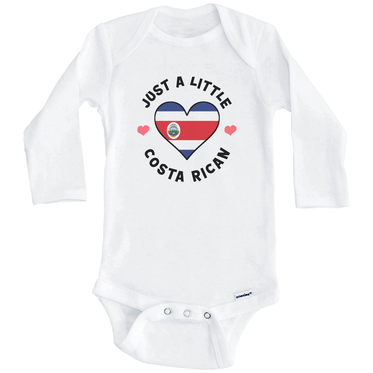 Costa Rican Flag Heart Just A Little Costa Rican Costa Rica Baby Bodysuit (Long Sleeves)