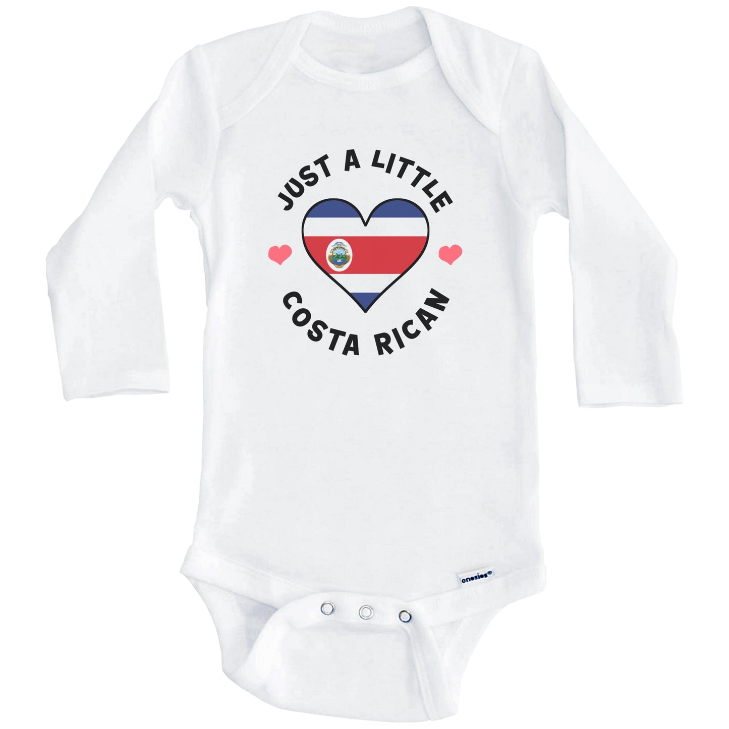 Costa Rican Flag Heart Just A Little Costa Rican Costa Rica Baby Bodysuit (Long Sleeves)
