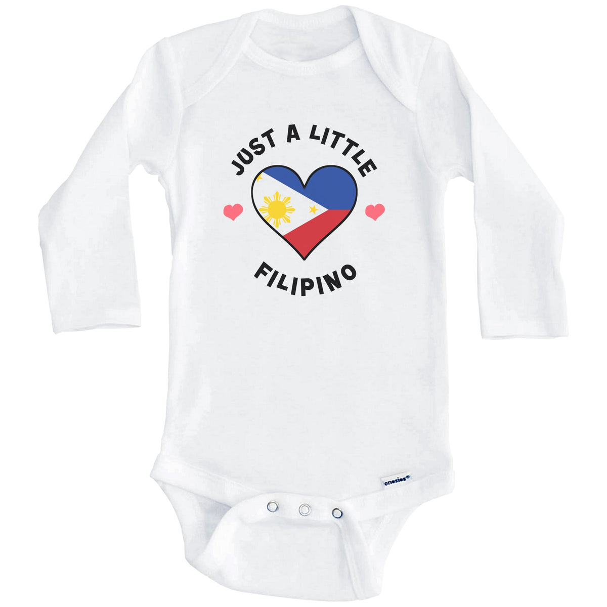 Filipino Flag Heart Just A Little Filipino Philippines Baby Bodysuit (Long Sleeves)