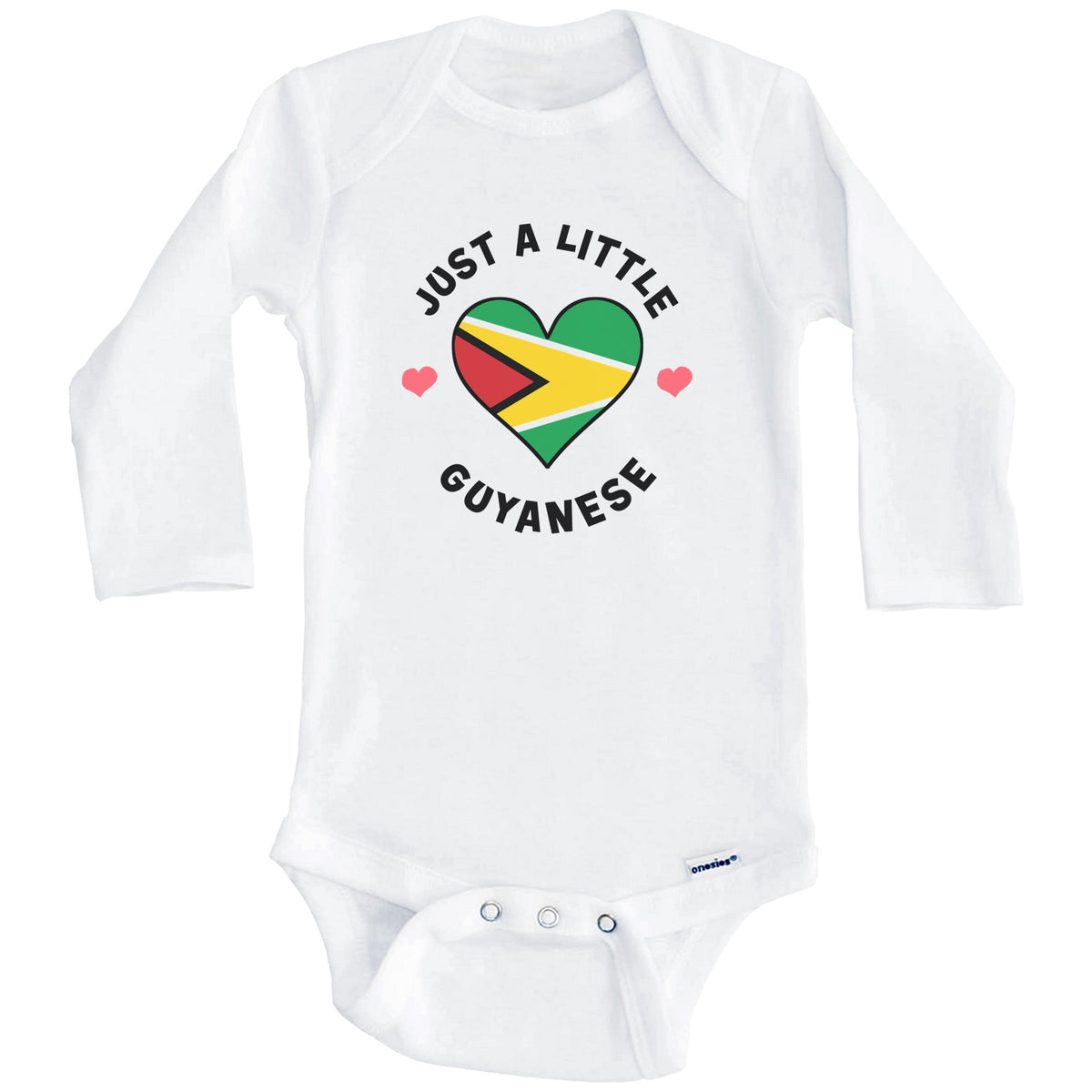 Guyanese Flag Heart Just A Little Guyanese Guyana Baby Bodysuit (Long Sleeves)