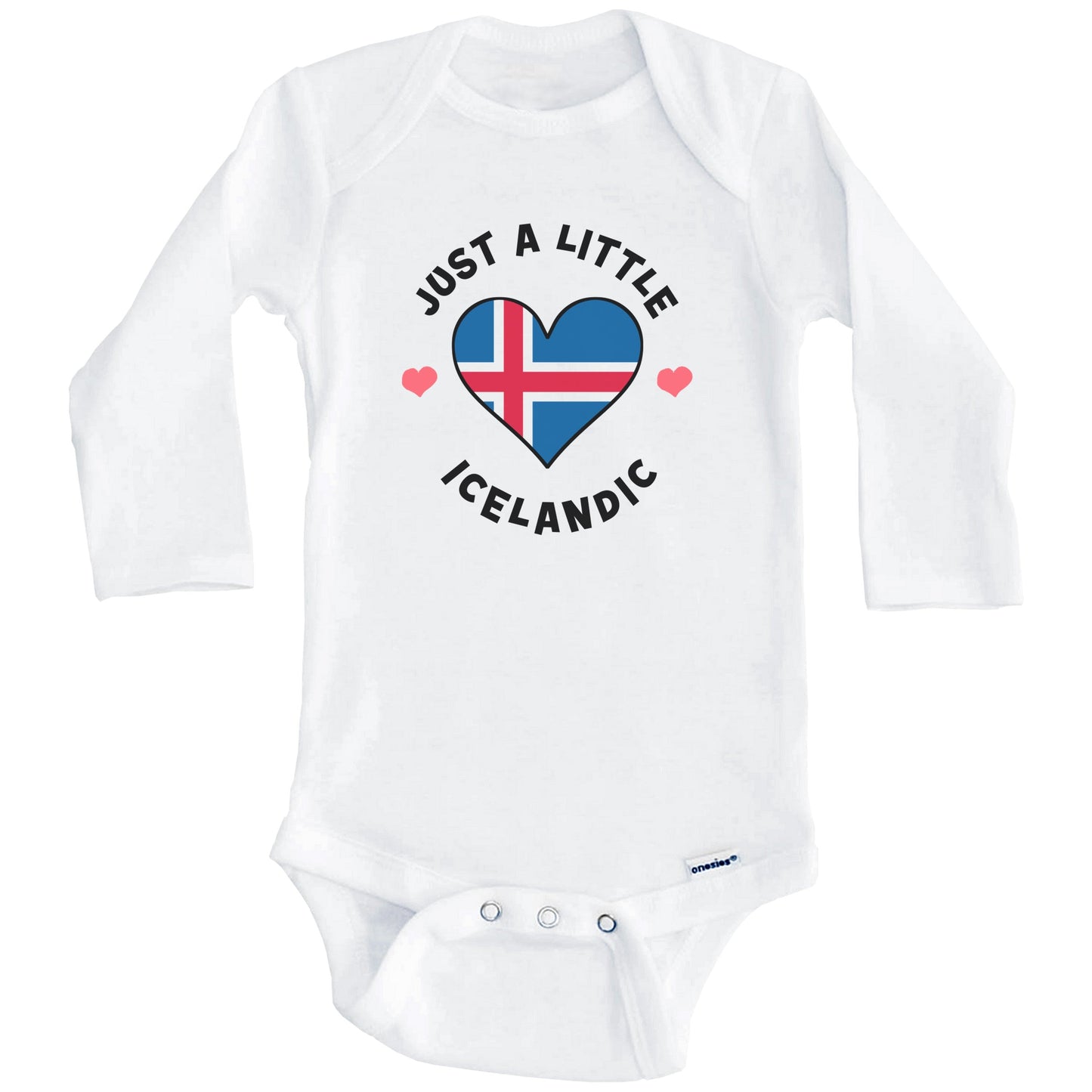 Icelandic Flag Heart Just A Little Icelandic Iceland Baby Bodysuit (Long Sleeves)