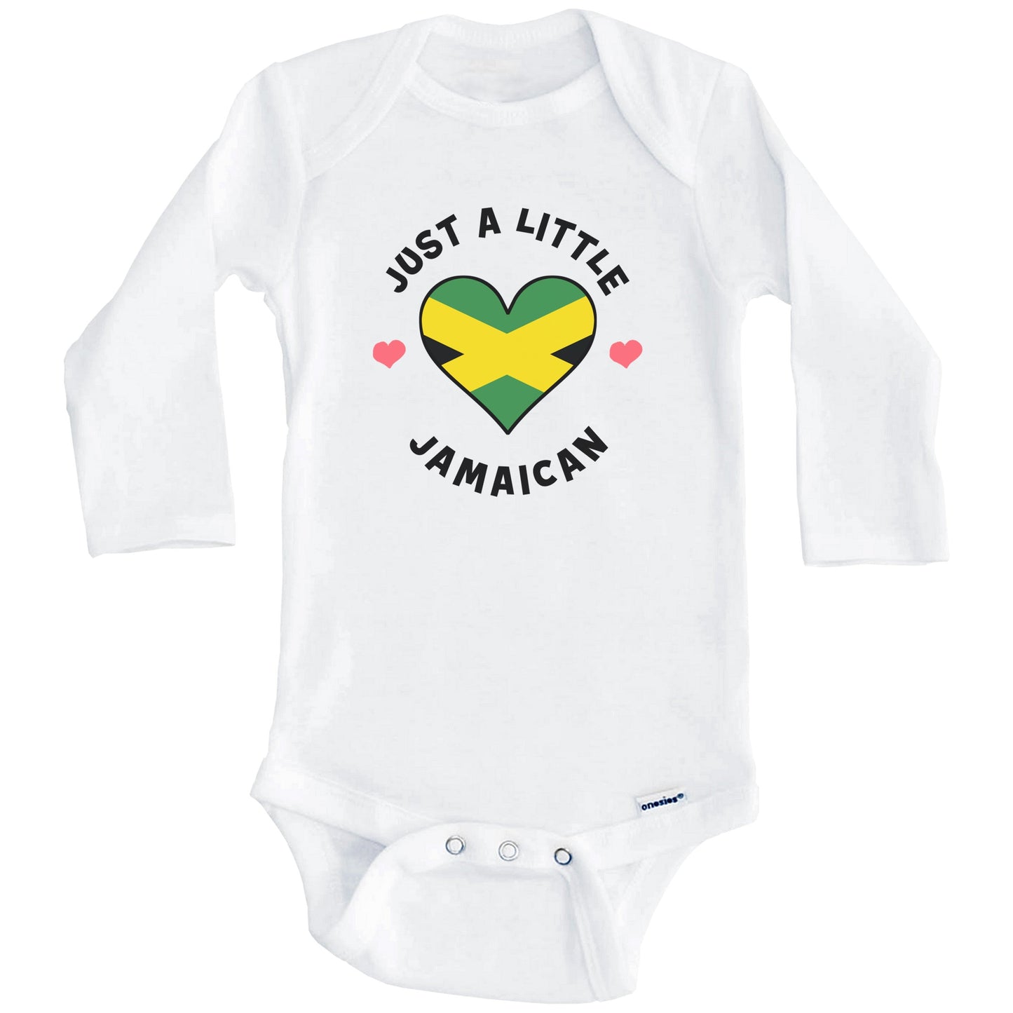 Jamaican Flag Heart Just A Little Jamaican Jamaica Baby Bodysuit (Long Sleeves)