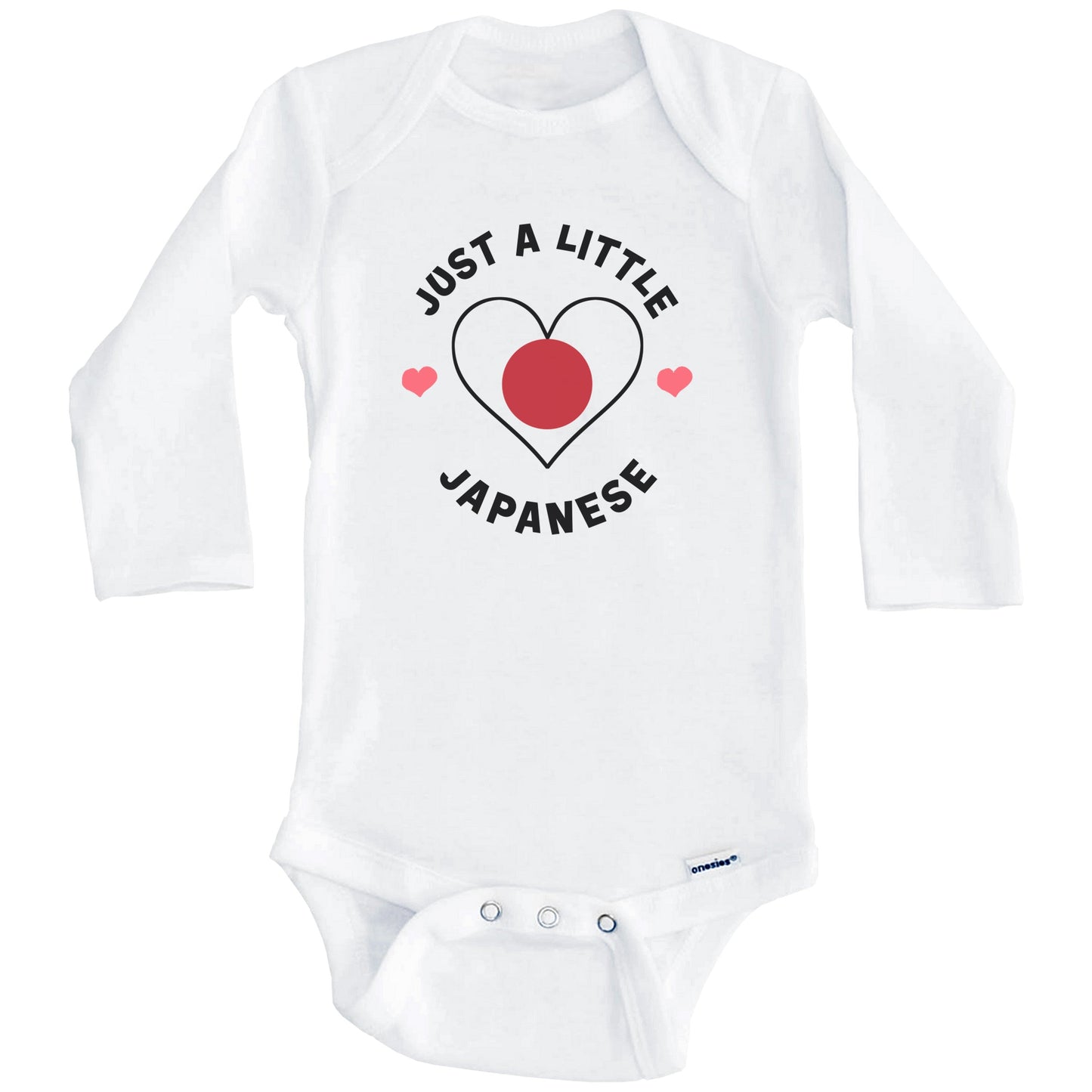 Japanese Flag Heart Just A Little Japanese Japan Baby Bodysuit (Long Sleeves)