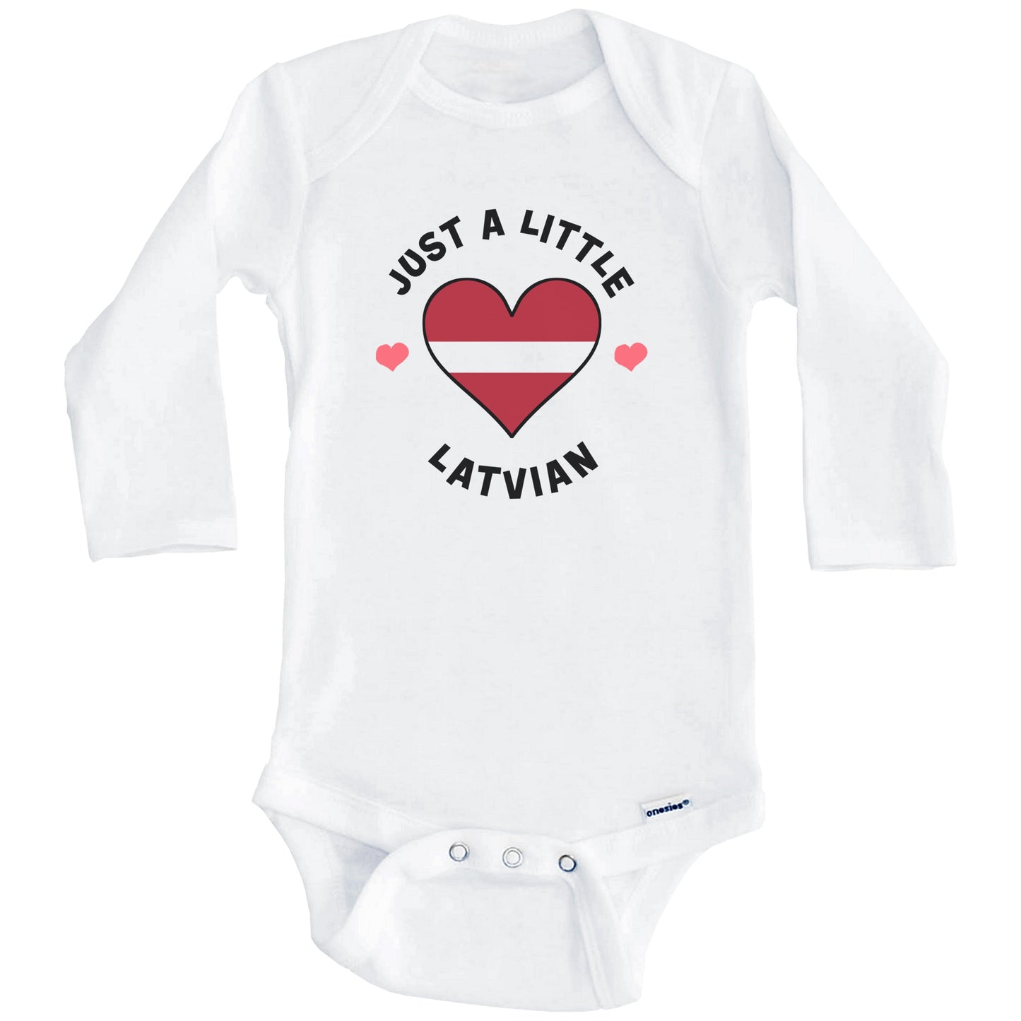 Latvian Flag Heart Just A Little Latvian Latvia Baby Bodysuit (Long Sleeves)