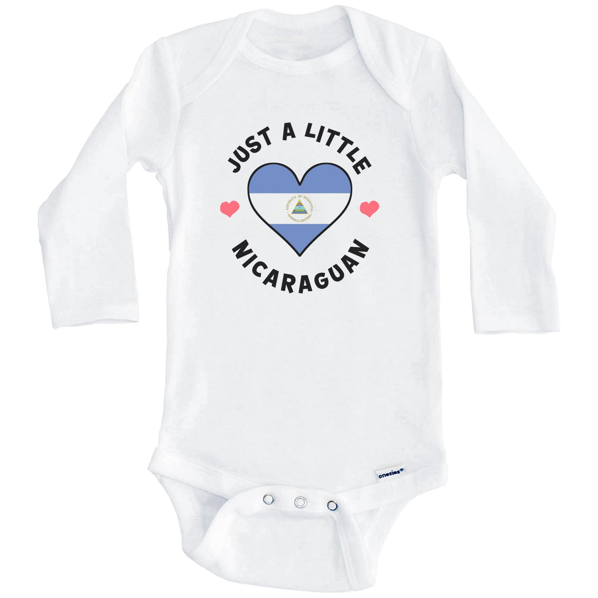 Nicaraguan Flag Heart Just A Little Nicaraguan Nicaragua Baby Bodysuit (Long Sleeves)
