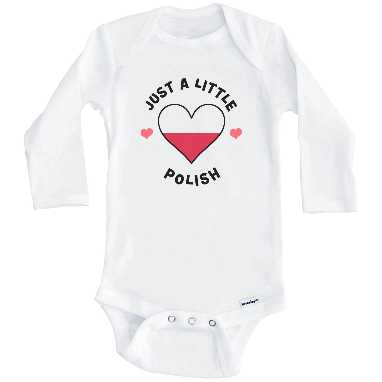 Polish Flag Heart Just A Little Polish Poland Baby Bodysuit (Long Sleeves)