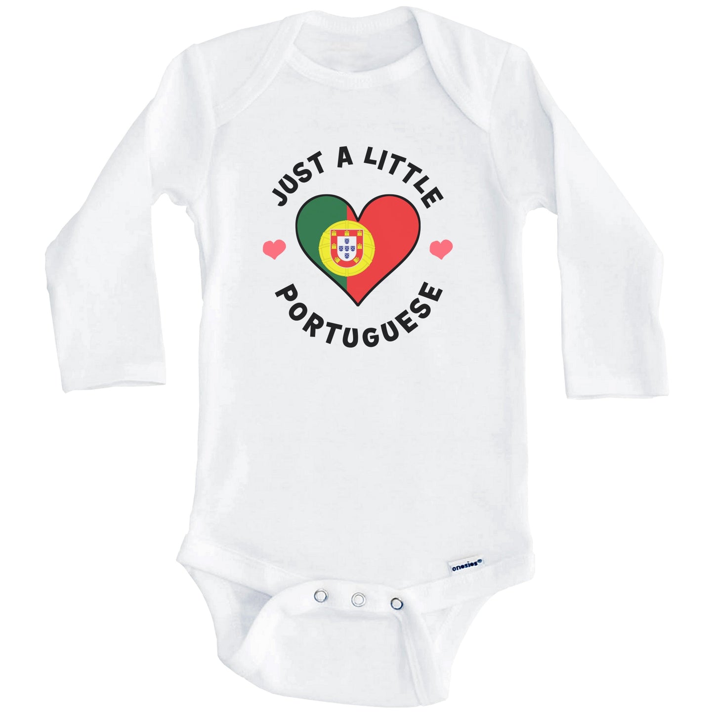 Portuguese Flag Heart Just A Little Portuguese Portugal Baby Bodysuit (Long Sleeves)