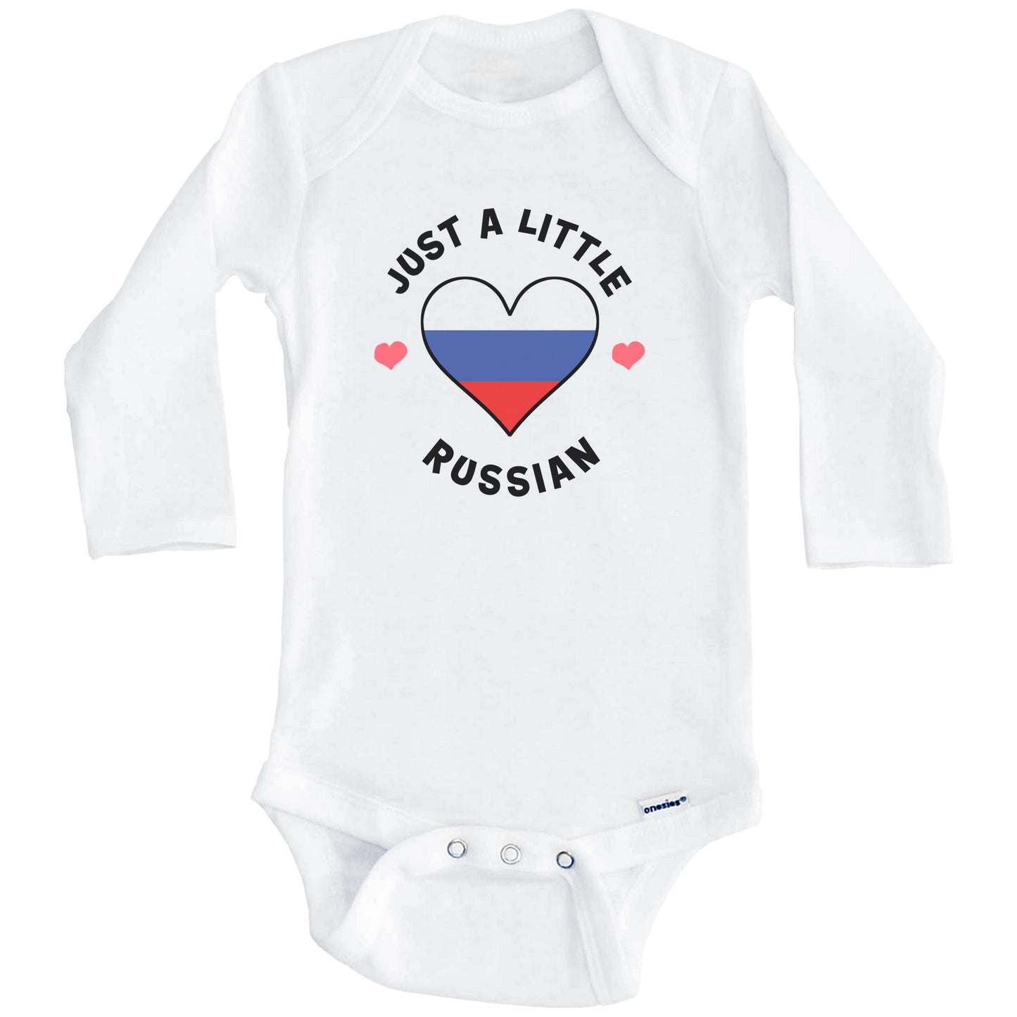 Russian Flag Heart Just A Little Russian Russia Baby Bodysuit (Long Sleeves)