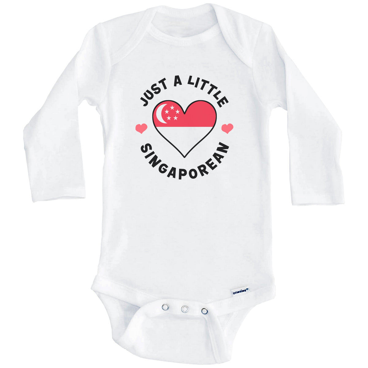 Singaporean Flag Heart Just A Little Singaporean Singapore Baby Bodysuit (Long Sleeves)