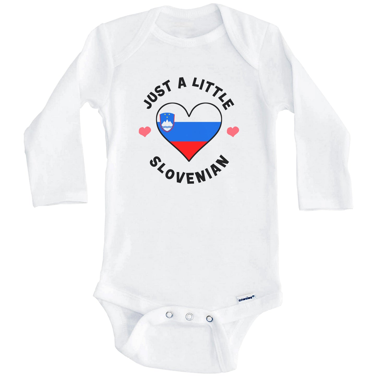 Slovenian Flag Heart Just A Little Slovenian Slovenia Baby Bodysuit (Long Sleeves)