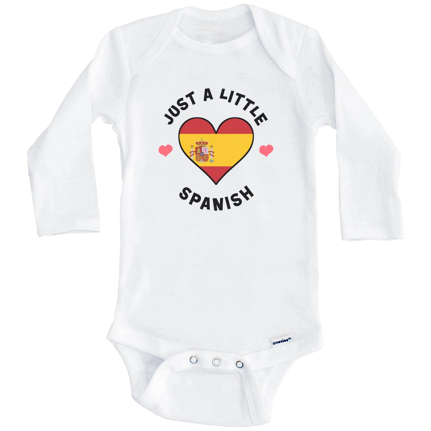 Spanish Flag Heart Just A Little Spanish Spain Baby Bodysuit (Long Sleeves)