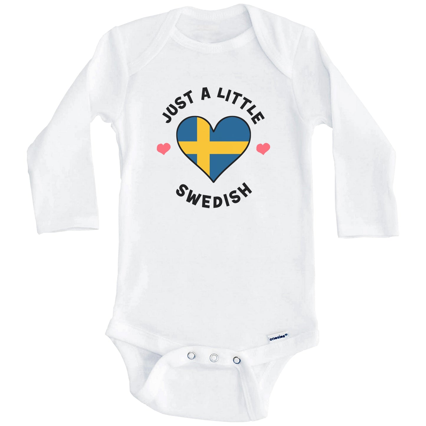 Swedish Flag Heart Just A Little Swedish Sweden Baby Bodysuit (Long Sleeves)