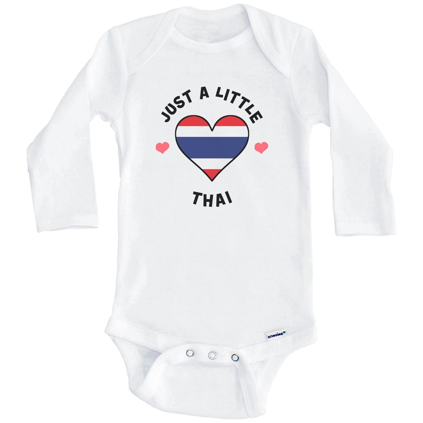 Thai Flag Heart Just A Little Thai Thailand Baby Bodysuit (Long Sleeves)