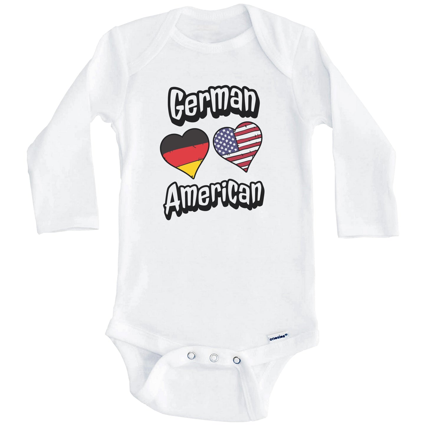 German American Flag Hearts Combo Germany Baby Bodysuit (Long Sleeves)
