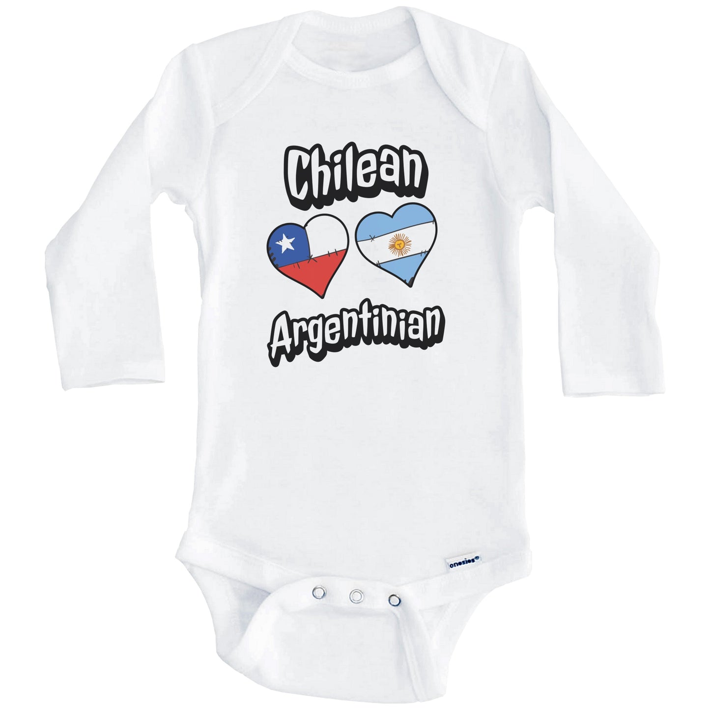 Chilean Argentinian Flag Heart Combo Chile Argentina Baby Bodysuit (Long Sleeves)