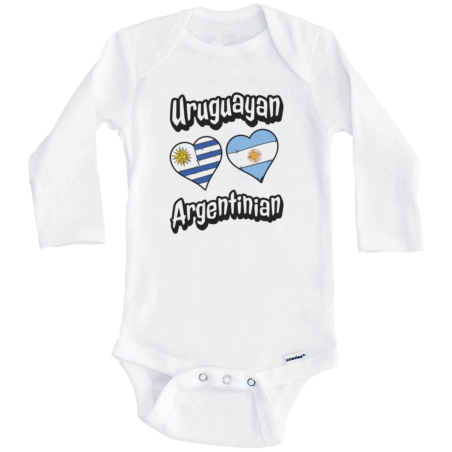 Uruguayan Argentinian Flag Heart Combo Uruguay Argentina Baby Bodysuit (Long Sleeves)