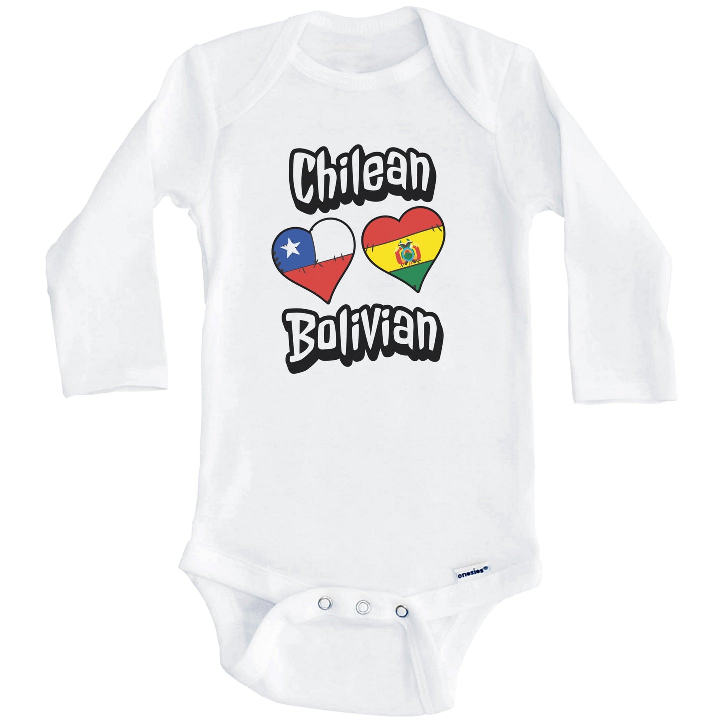 Chilean Bolivian Flag Heart Combo Chile Bolivia Baby Bodysuit (Long Sleeves)