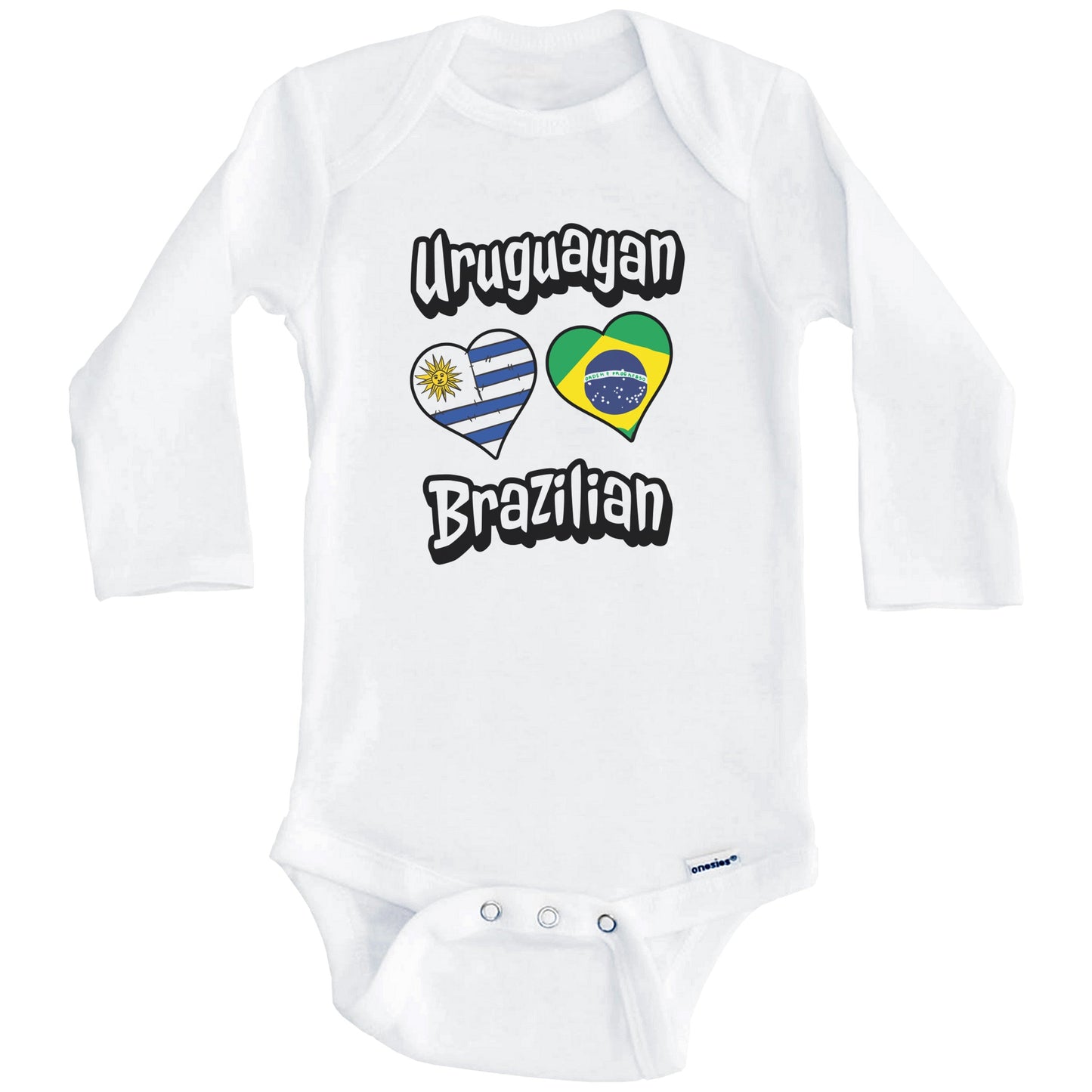 Uruguayan Brazilian Flag Heart Combo Uruguay Brazil Baby Bodysuit (Long Sleeves)