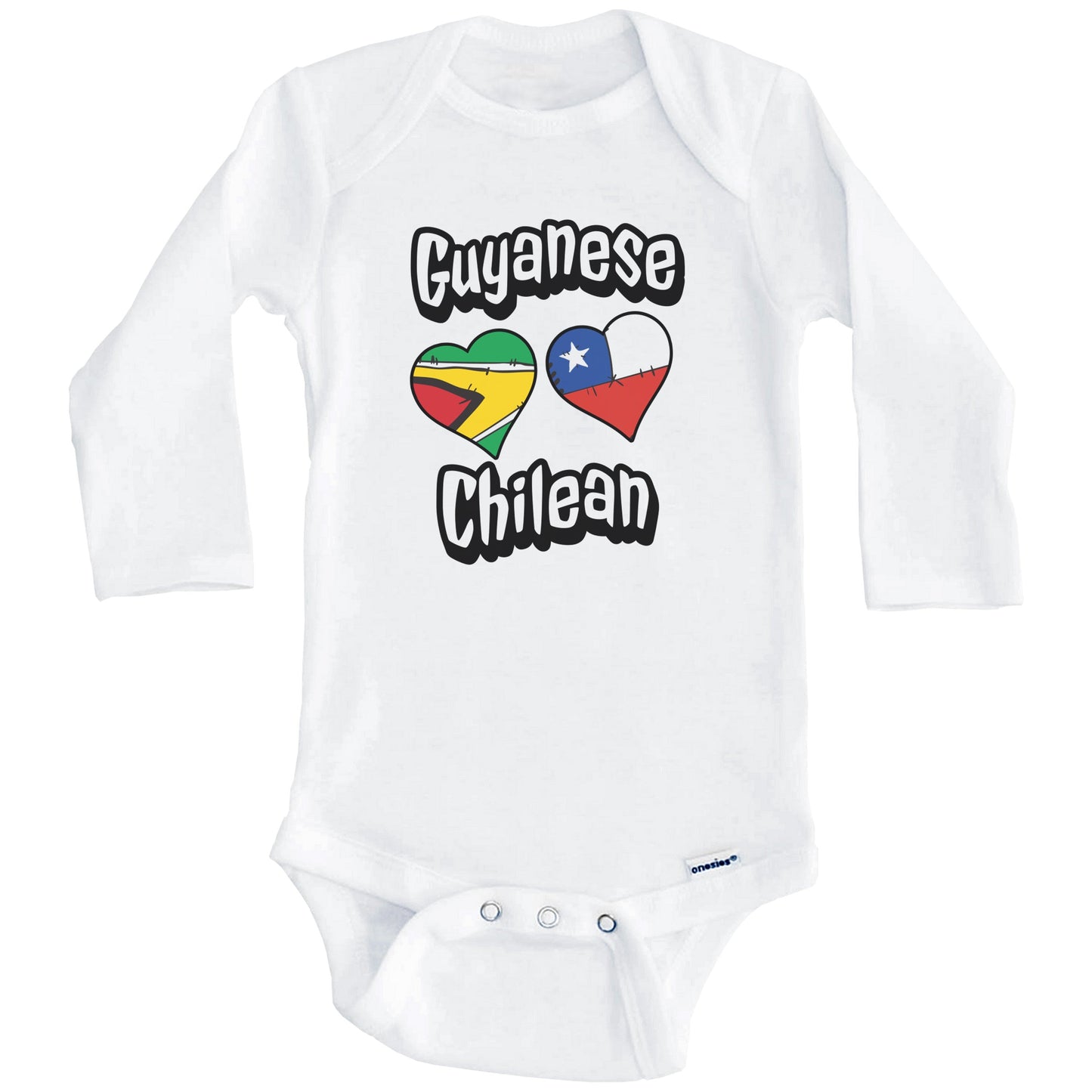 Guyanese Chilean Flag Heart Combo Guyana Chile Baby Bodysuit (Long Sleeves)