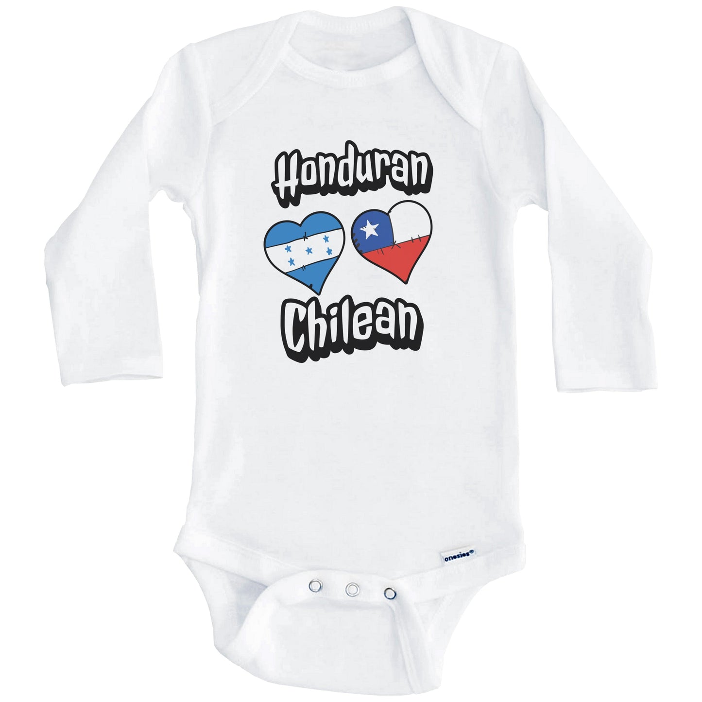 Honduran Chilean Flag Heart Combo Honduras Chile Baby Bodysuit (Long Sleeves)