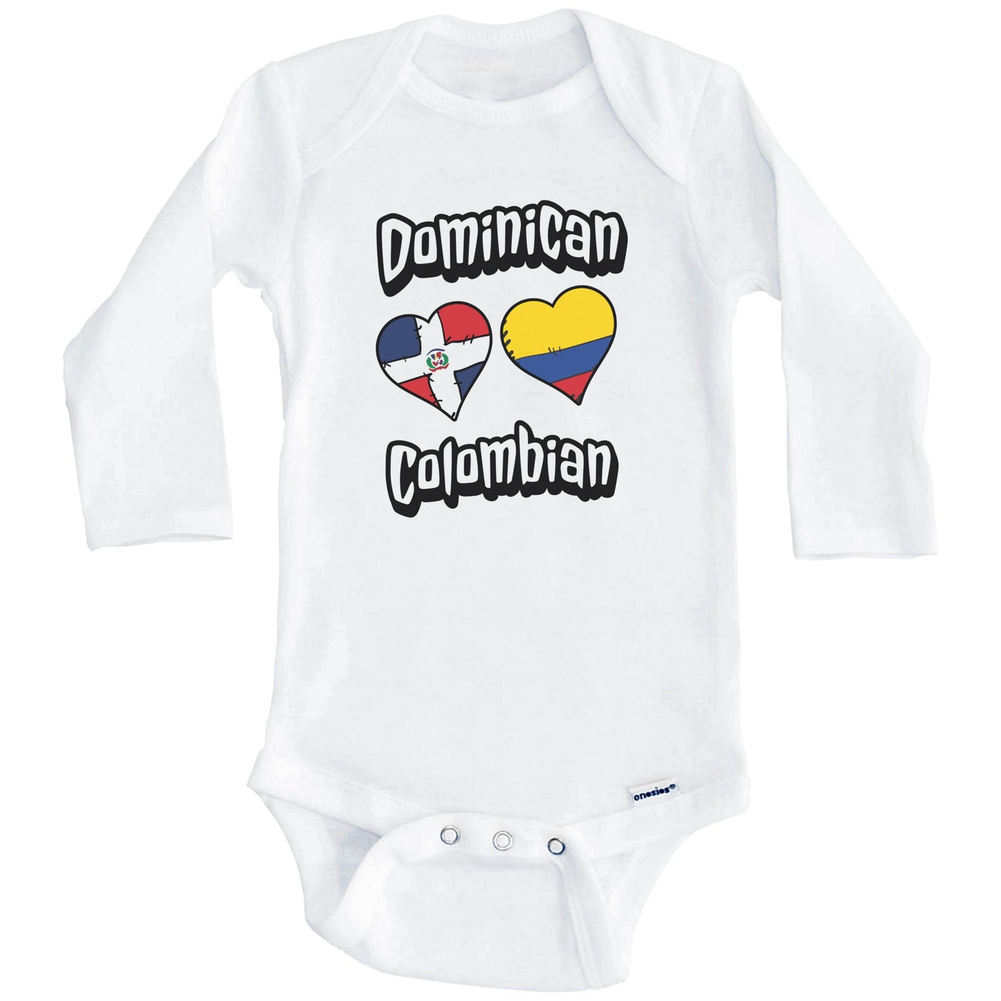 Dominican Colombian Flag Hearts Dominican Republic Colombia Baby Bodysuit (Long Sleeves)