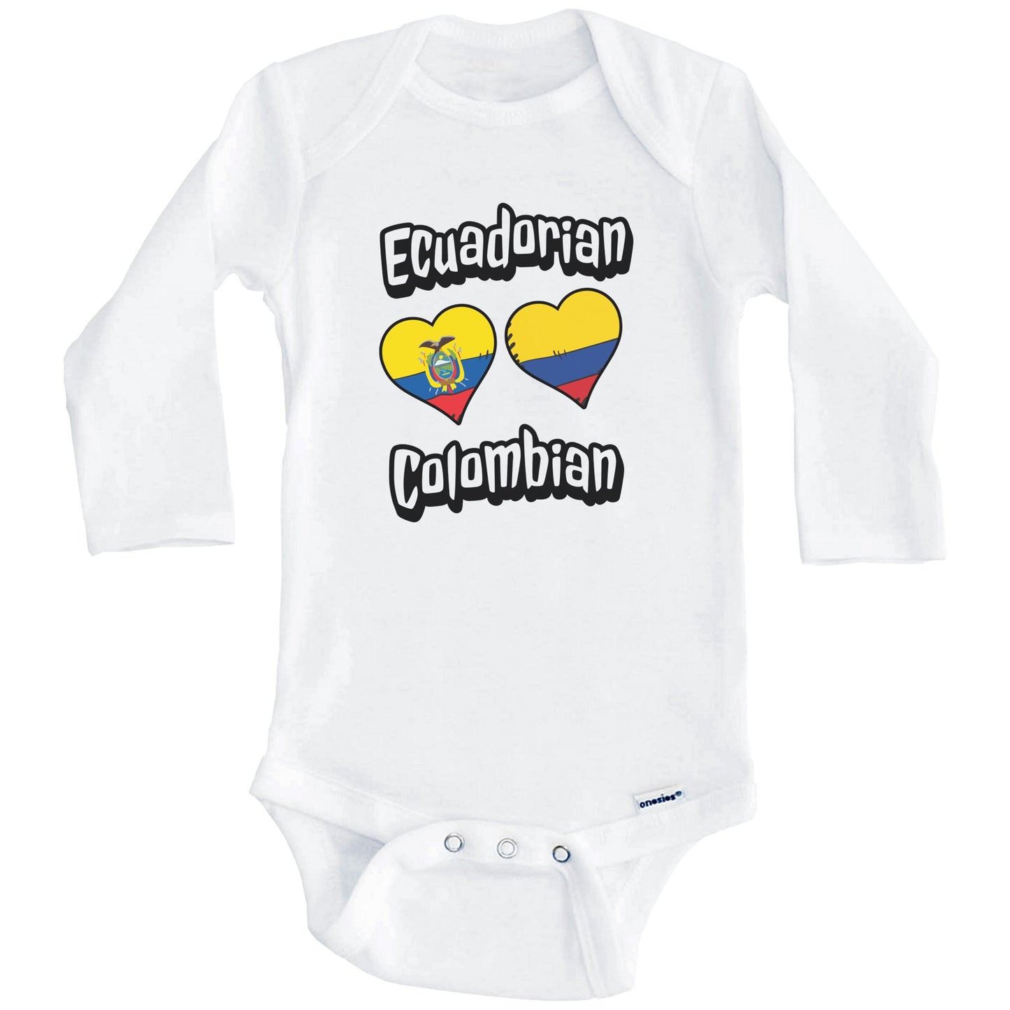 Ecuadorian Colombian Flag Heart Combo Ecuador Colombia Baby Bodysuit (Long Sleeves)