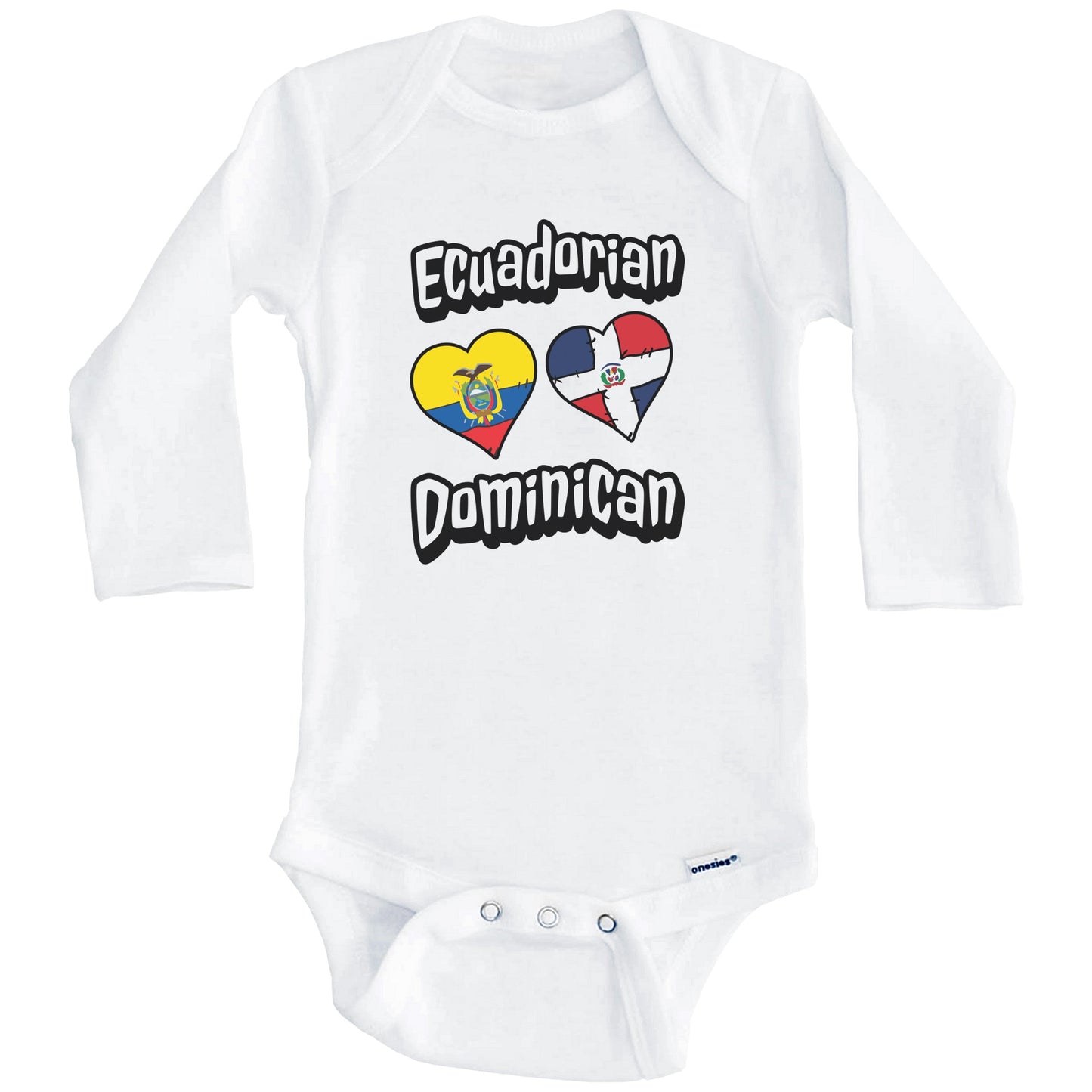 Ecuadorian Dominican Flag Hearts Ecuador Dominican Republic Baby Bodysuit (Long Sleeves)