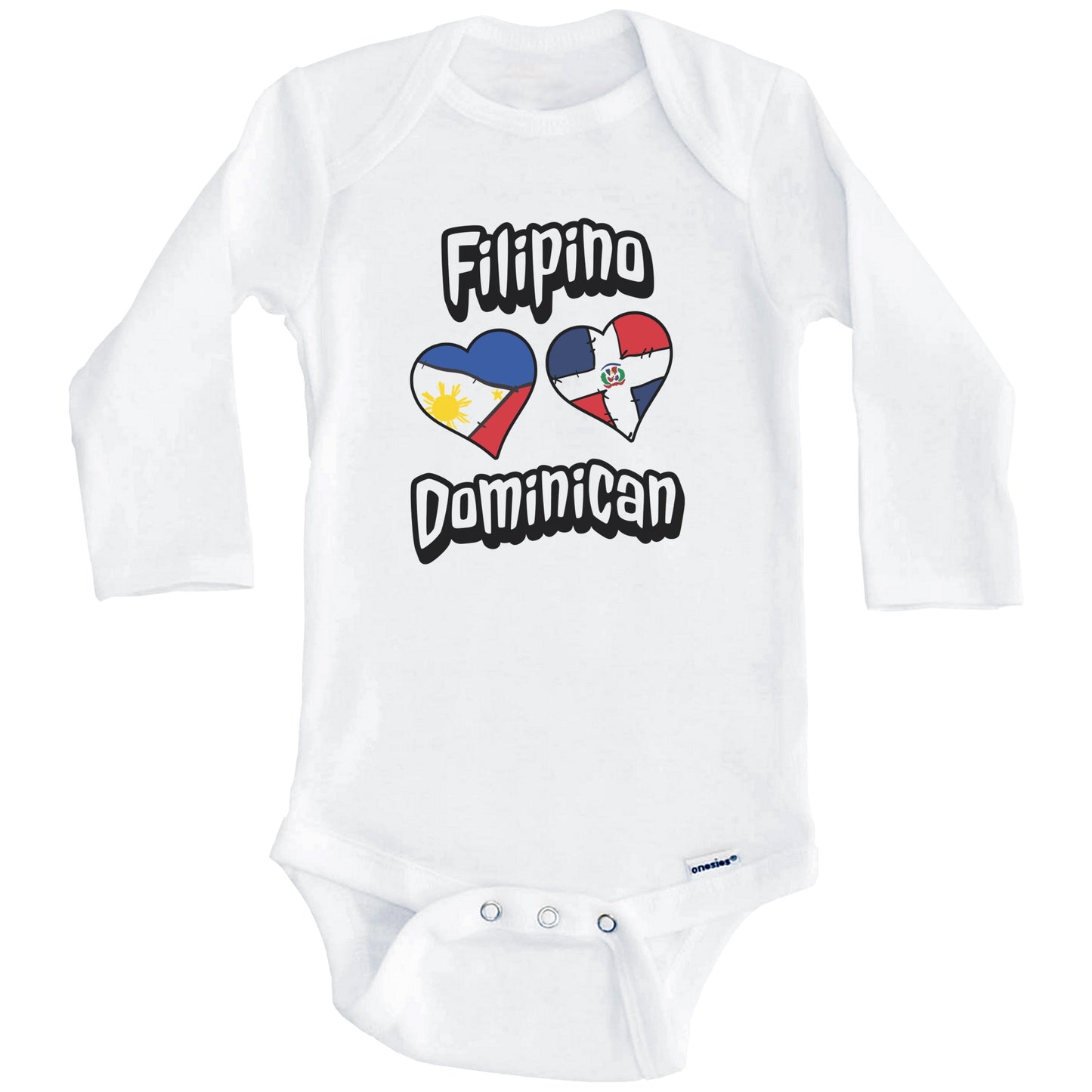Filipino Dominican Hearts Philippines Dominican Republic Baby Bodysuit (Long Sleeves)