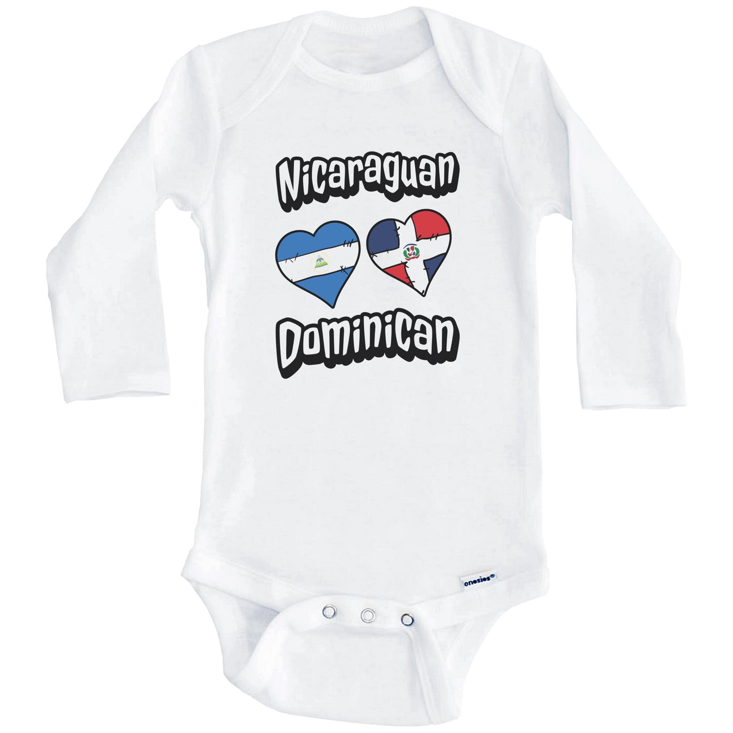 Nicaraguan Dominican Hearts Nicaragua Dominican Republic Baby Bodysuit (Long Sleeves)