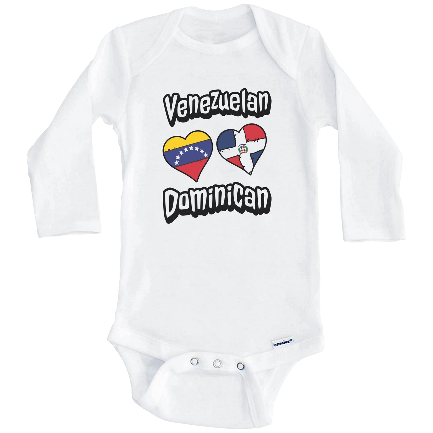 Venezuelan Dominican Hearts Venezuela Dominican Republic Baby Bodysuit (Long Sleeves)