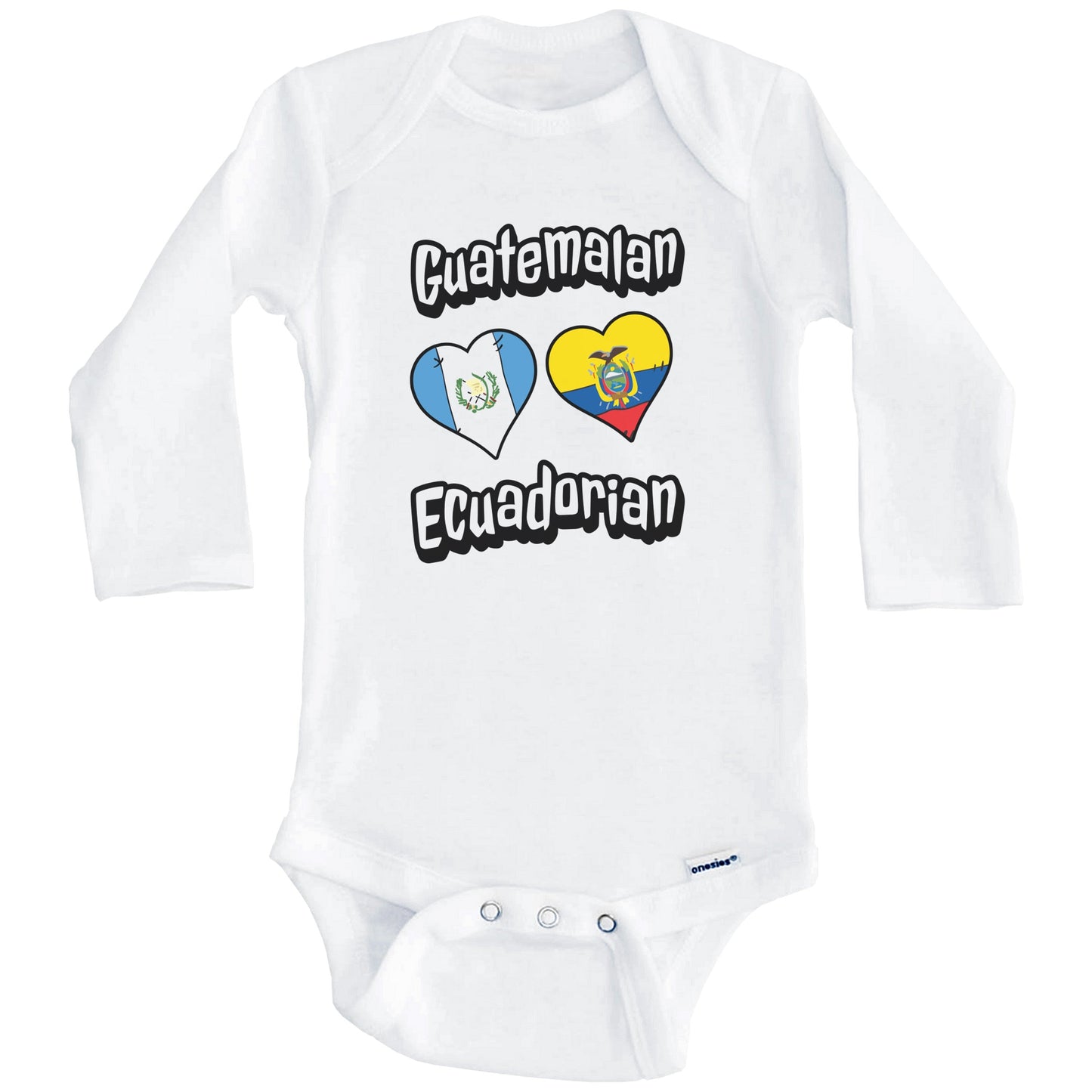 Guatemalan Ecuadorian Flag Heart Combo Guatemala Ecuador Baby Bodysuit (Long Sleeves)