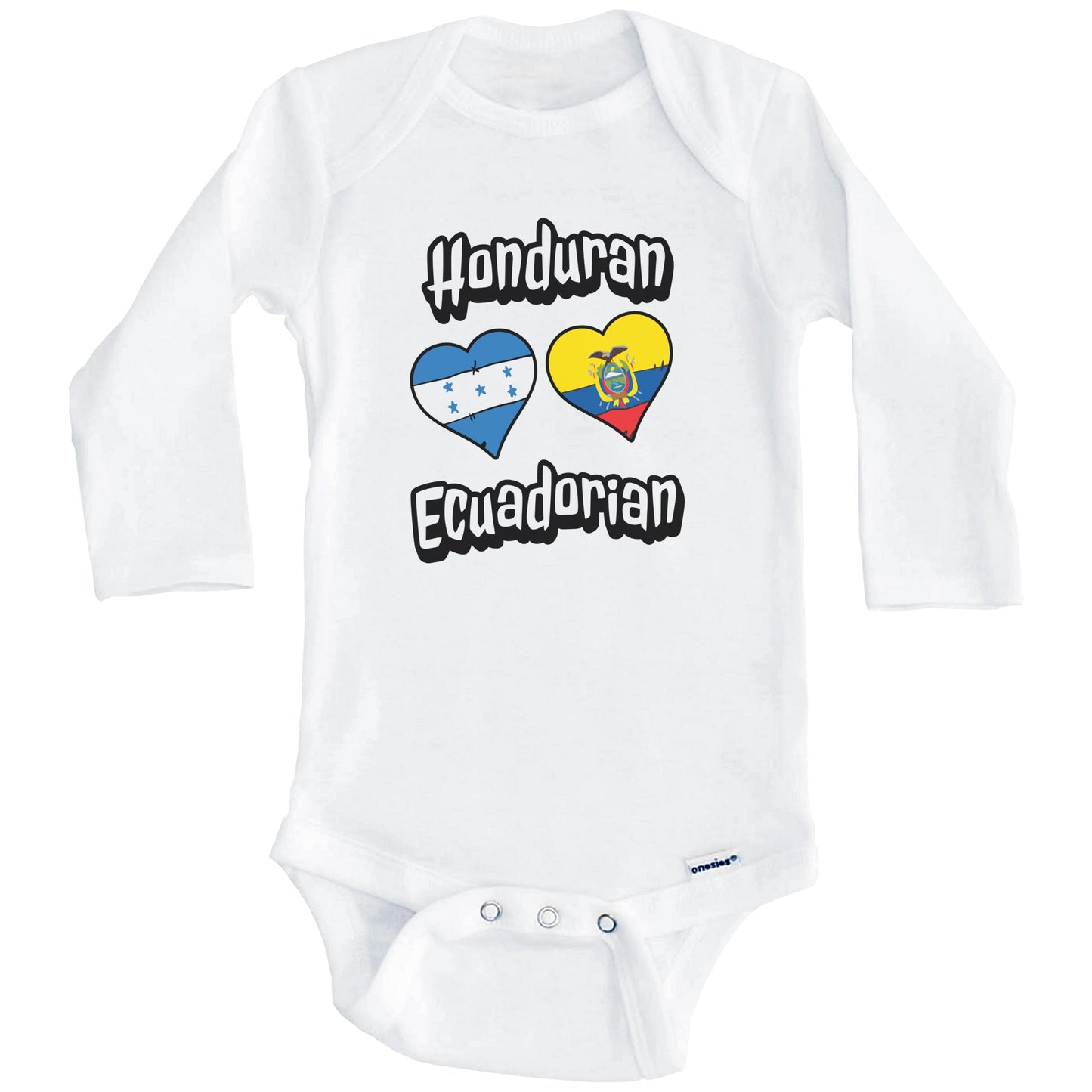Honduran Ecuadorian Flag Heart Combo Honduras Ecuador Baby Bodysuit (Long Sleeves)