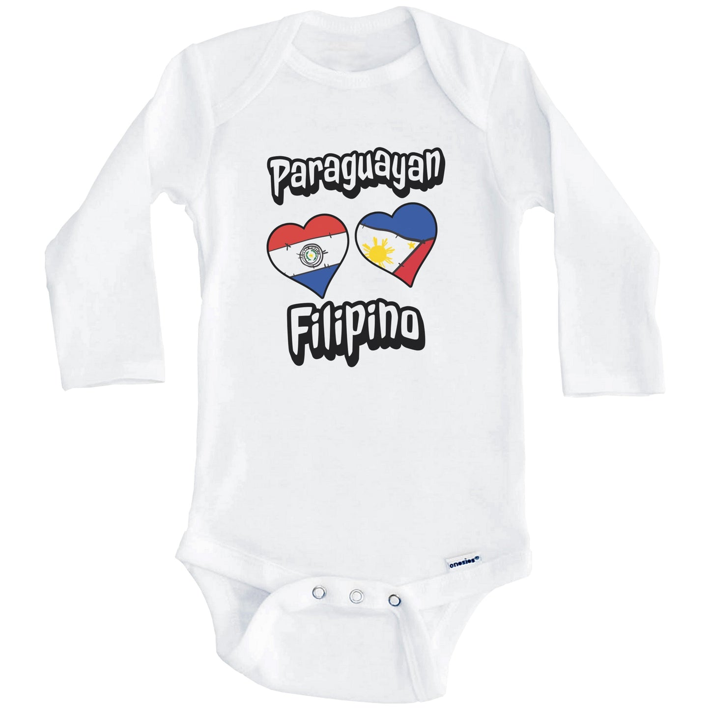 Paraguayan Filipino Flag Heart Combo Paraguay Philippines Baby Bodysuit (Long Sleeves)