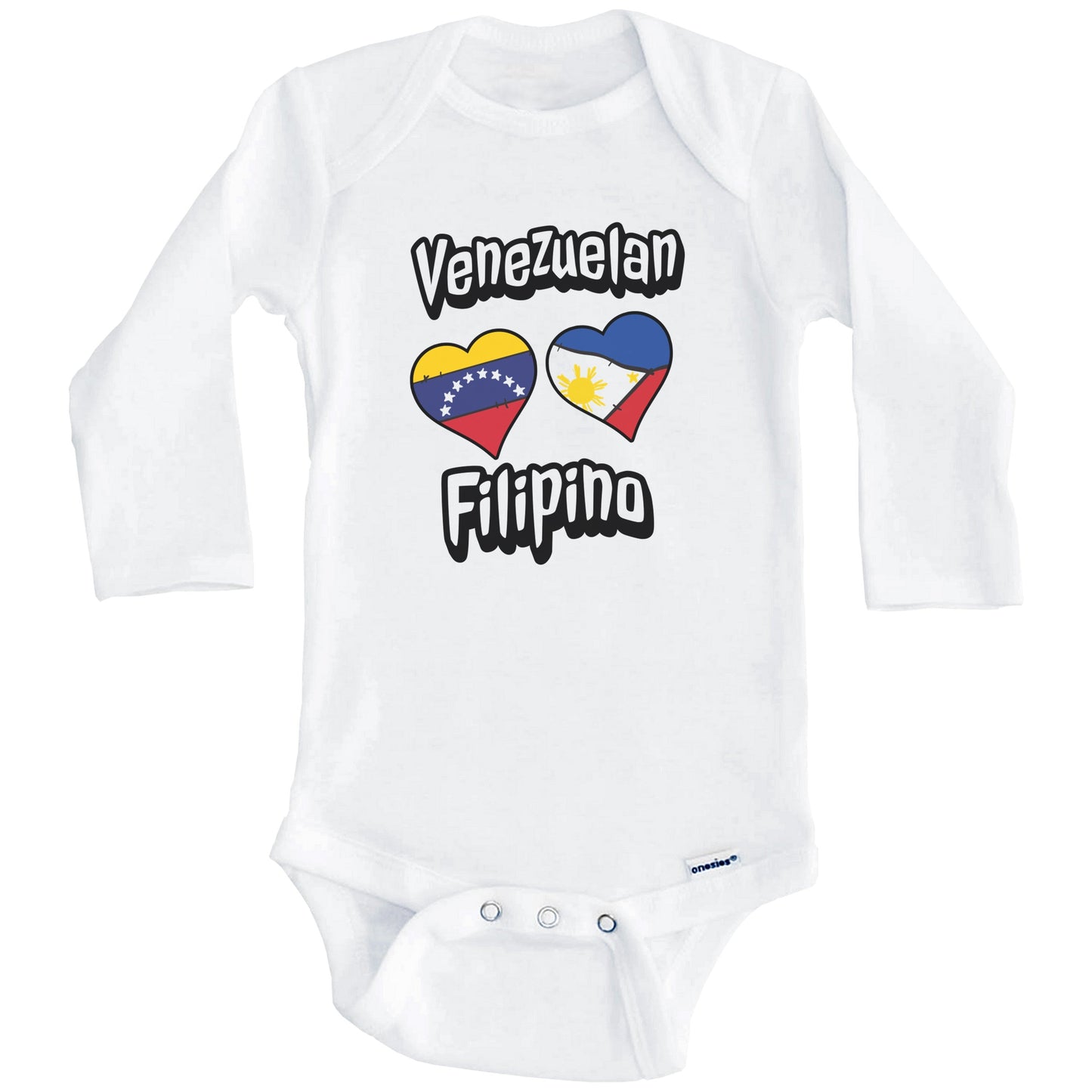 Venezuelan Filipino Flag Heart Combo Venezuela Philippines Baby Bodysuit (Long Sleeves)