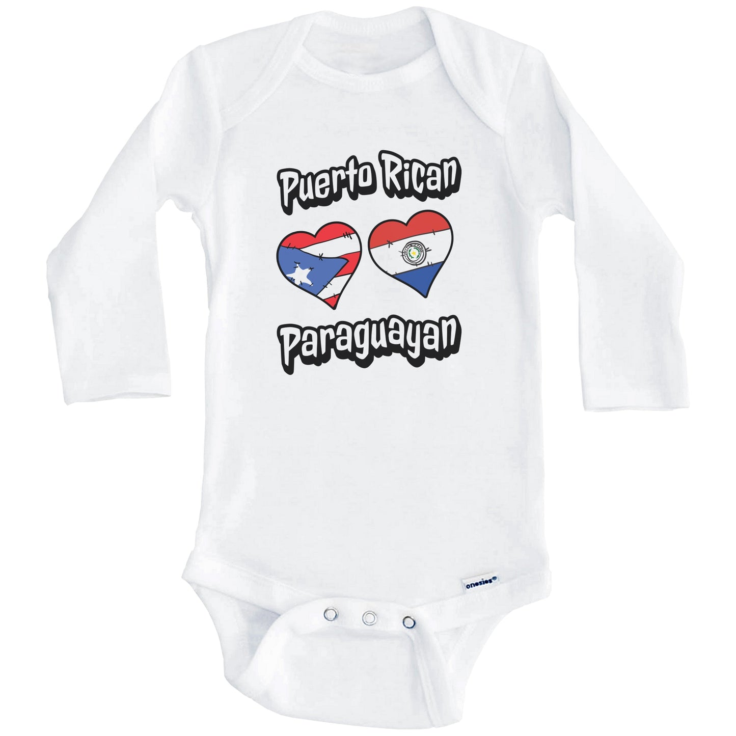 Puerto Rican Paraguayan Flag Hearts Puerto Rico Paraguay Baby Bodysuit (Long Sleeves)