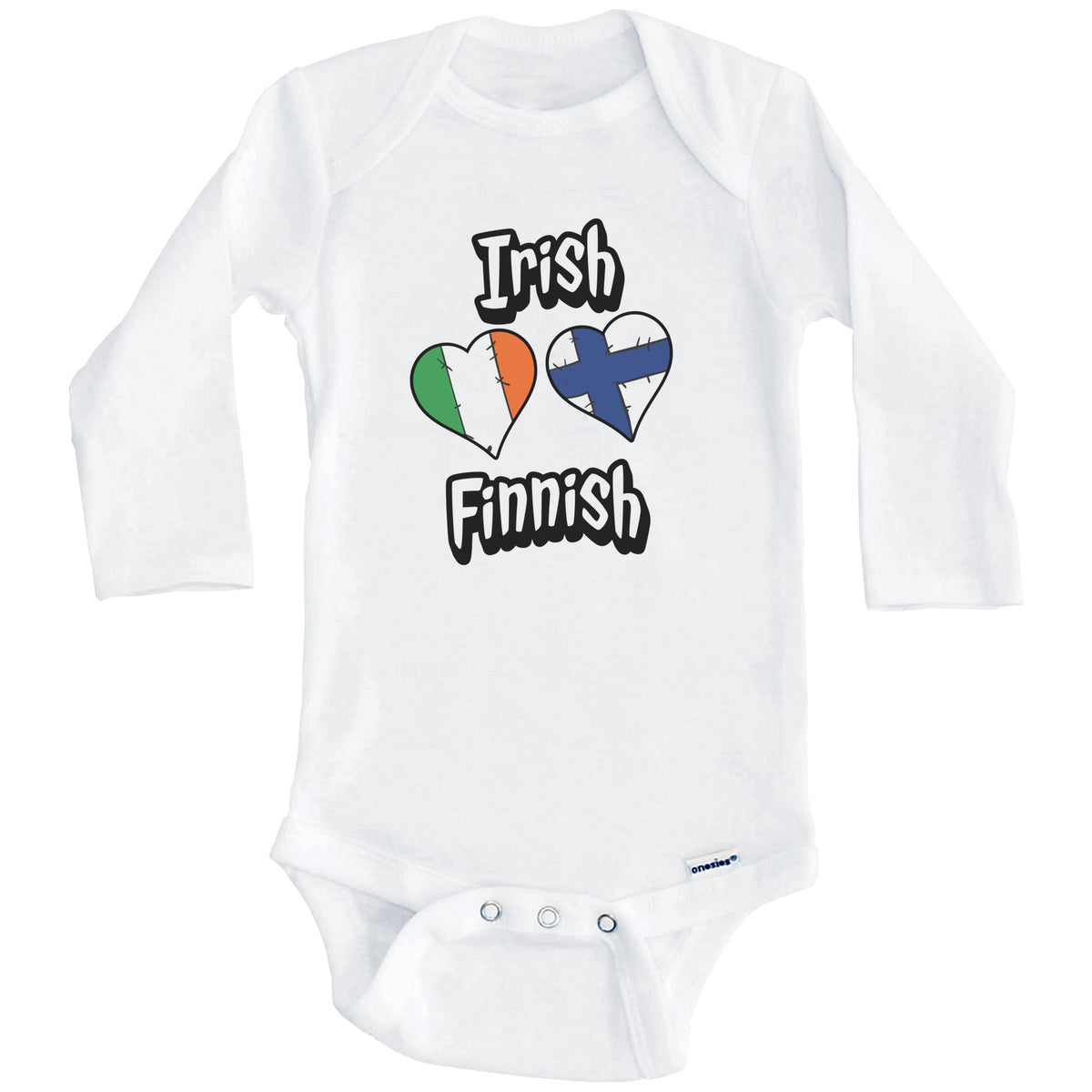 Irish Finnish Flag Heart Combo Ireland Finland Baby Bodysuit (Long Sleeves)